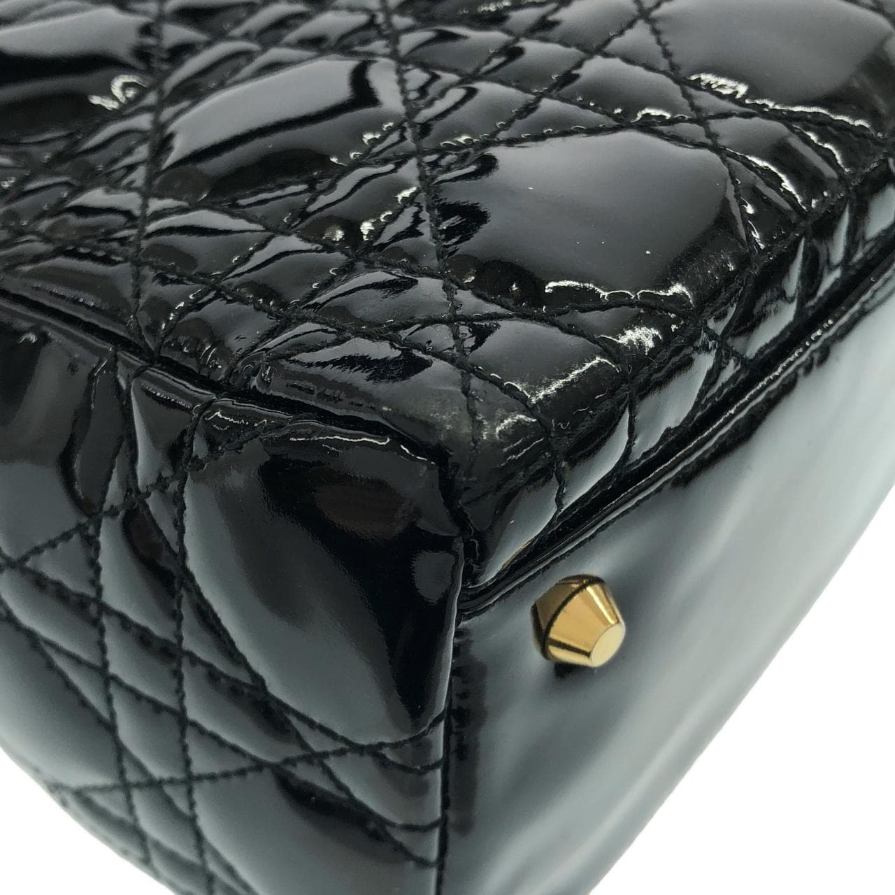 DIOR Lady Dior VRB44550 Handbag Patent Leather 黑色 漆皮 中古品A - 縮圖 2