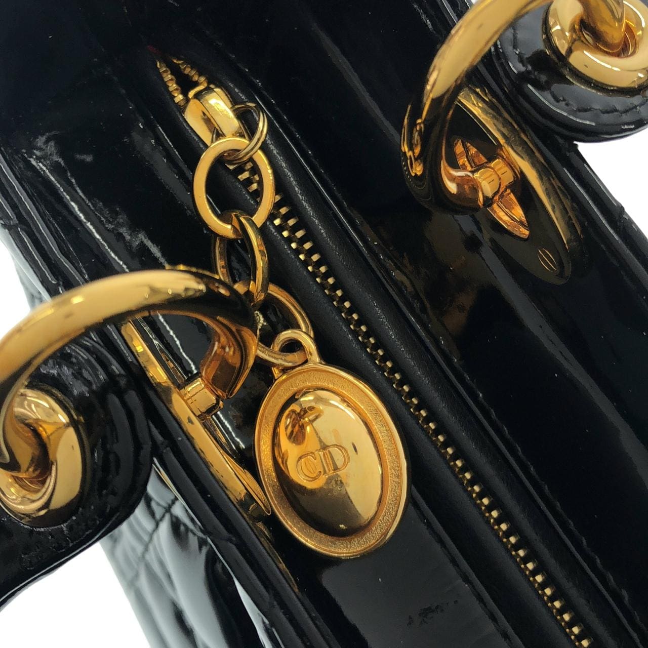 DIOR Lady Dior VRB44550 Handbag Patent Leather 黑色 漆皮 中古品A - 縮圖 4