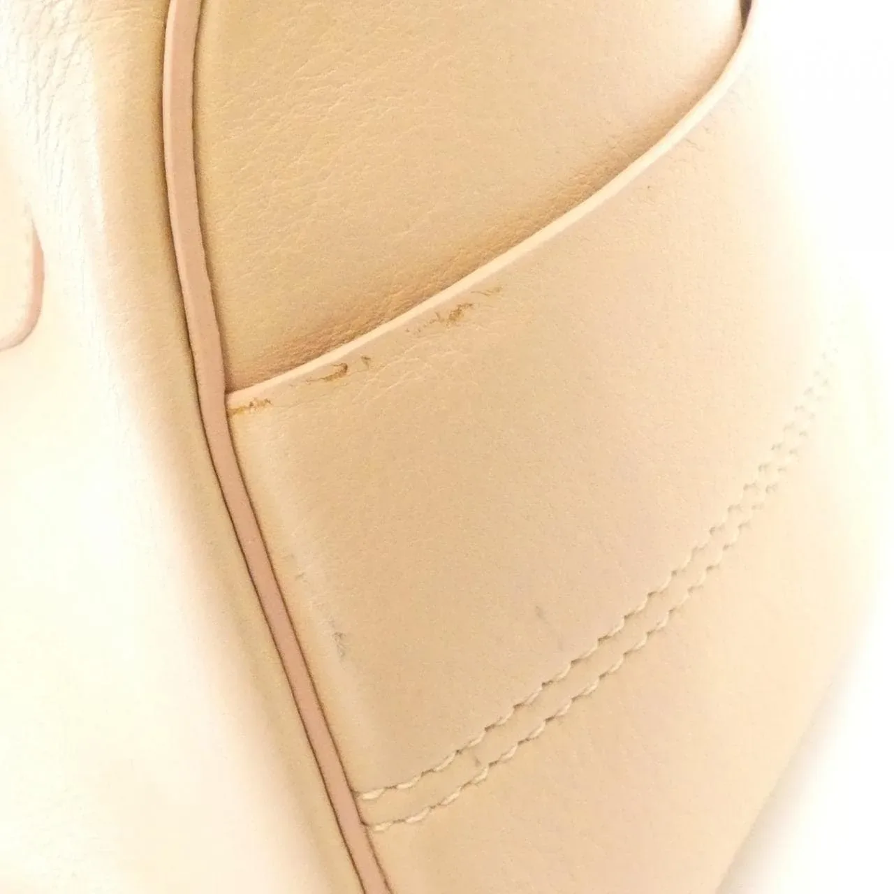 CELINE Handbag Leather Beige Leather Rank B - Thumbnail 4