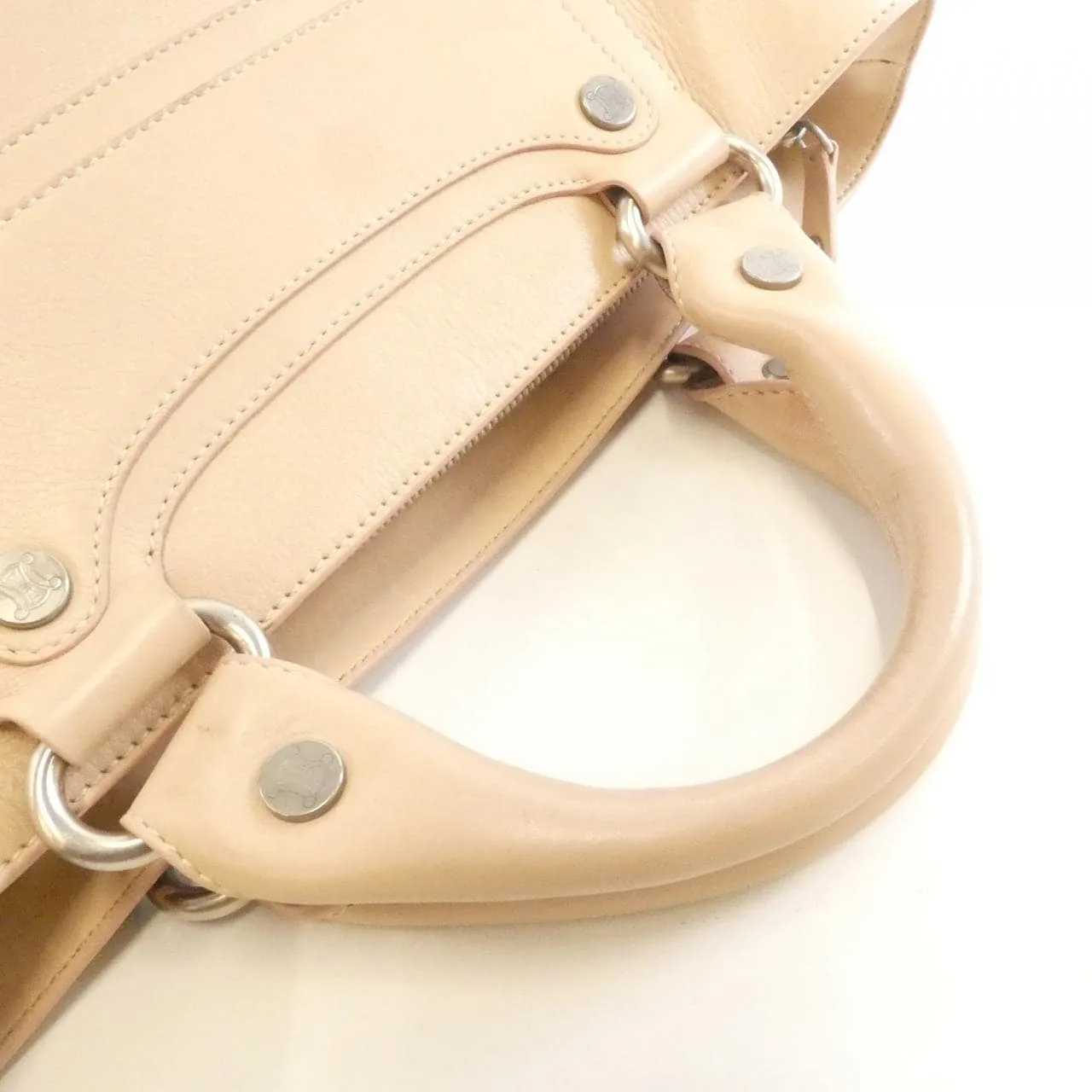 CELINE Handbag Leather Beige Leather - Thumbnail 5