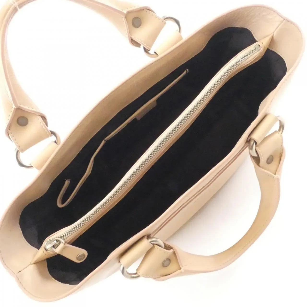 CELINE Handbag Leather Beige Leather Rank B - Thumbnail 8