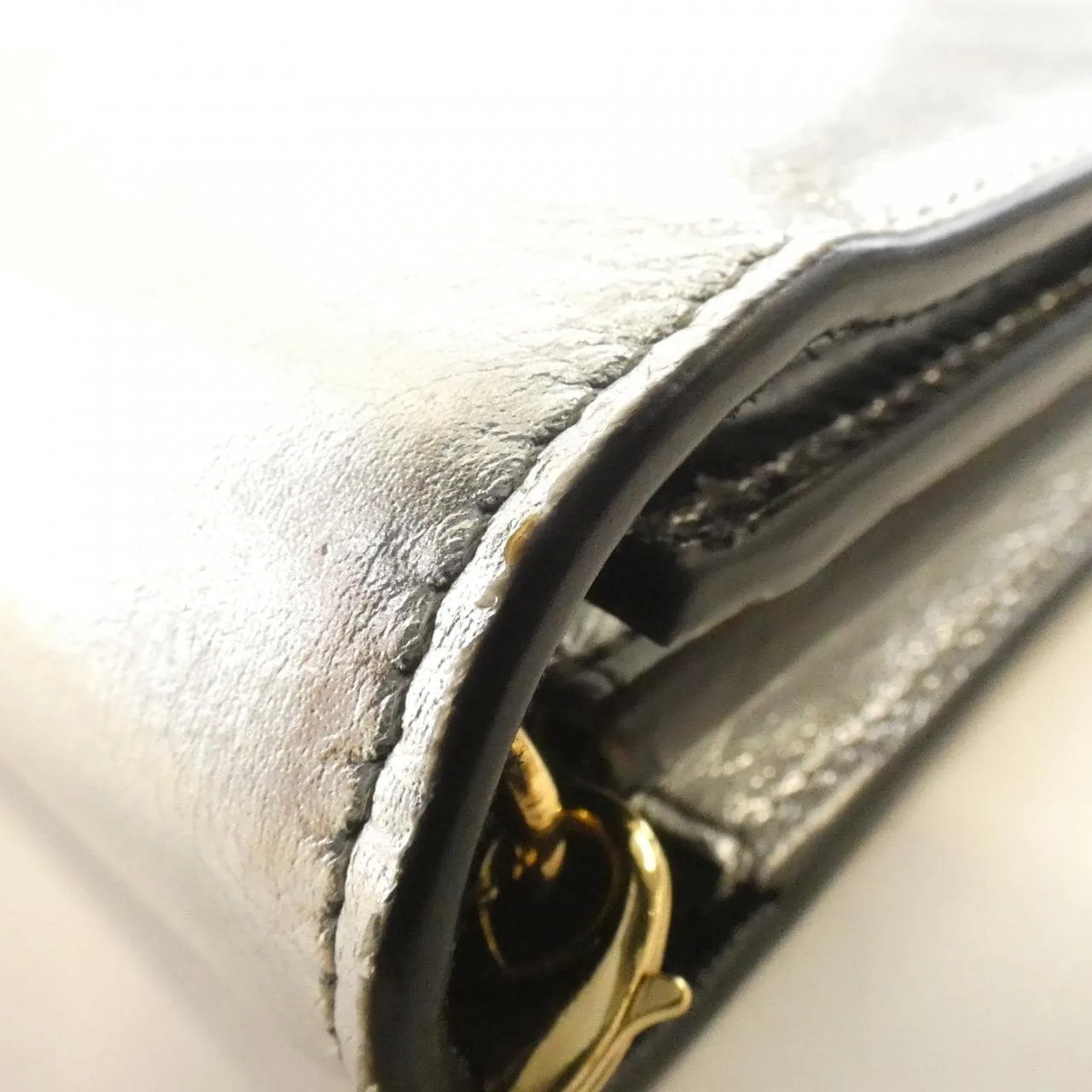 SAINT LAURENT 559075 BRF3O Wallet Leather Silver Leather Rank A - Thumbnail 4