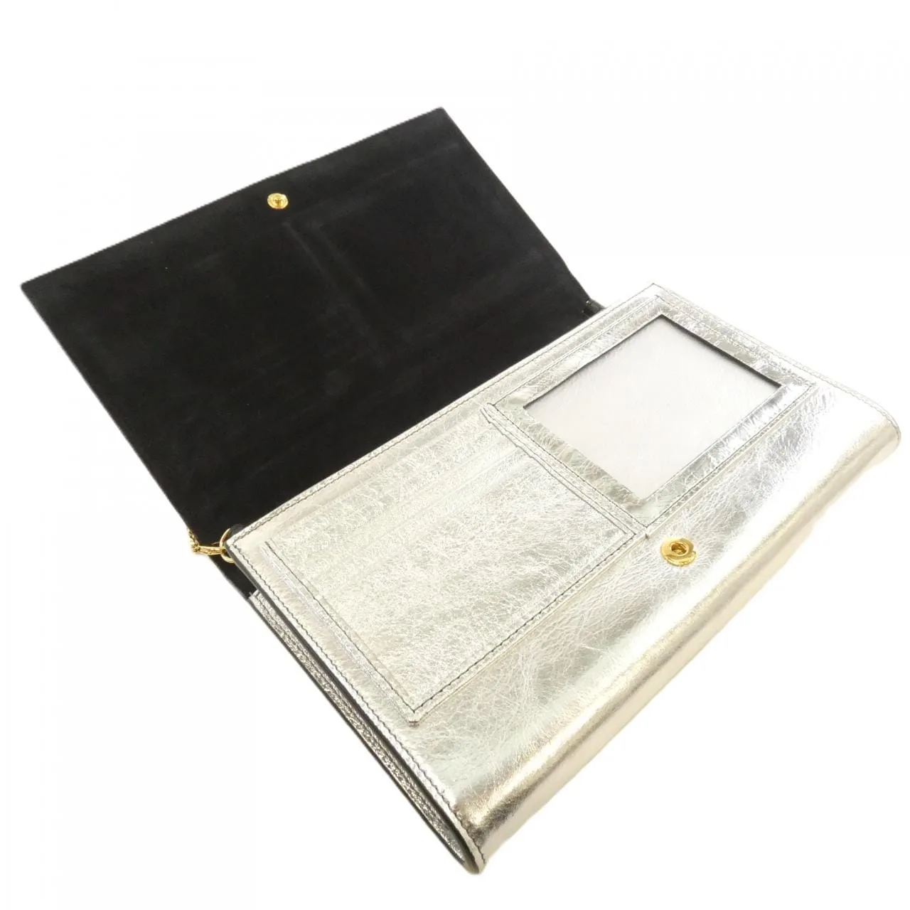 SAINT LAURENT 559075 BRF3O Wallet Leather Silver Leather Rank A - Thumbnail 6