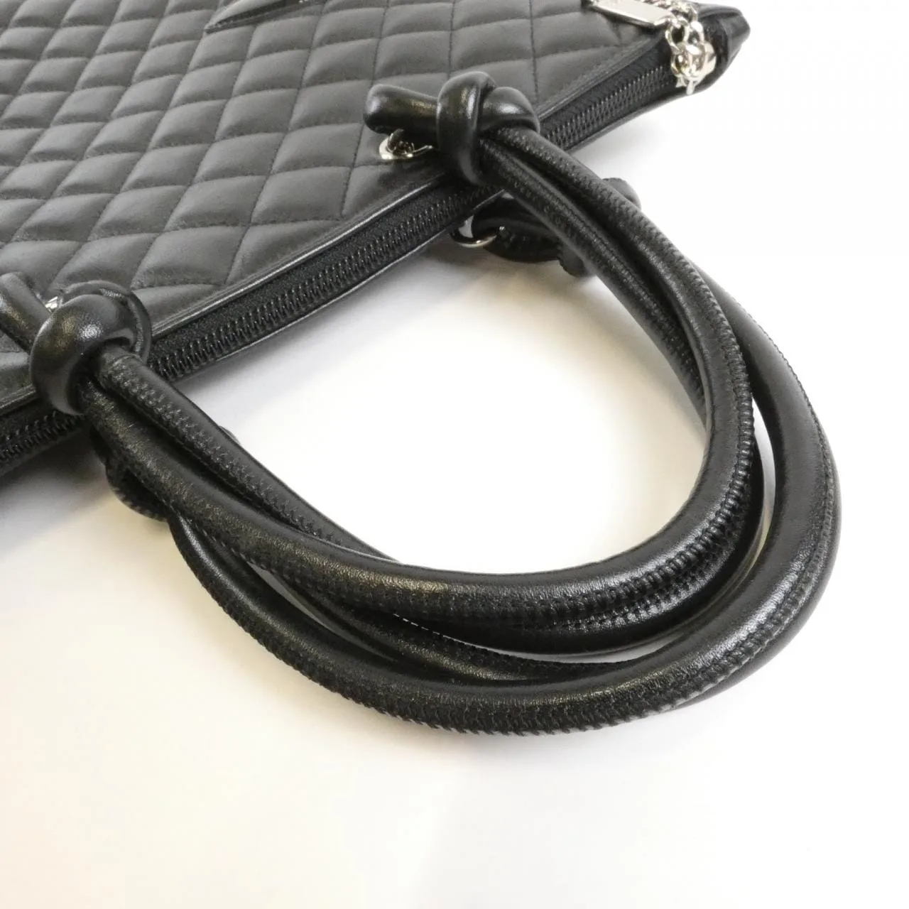 CHANEL Cambon 28126 Handbag Patent Leather 黑色 漆皮 中古品B - 縮圖 7