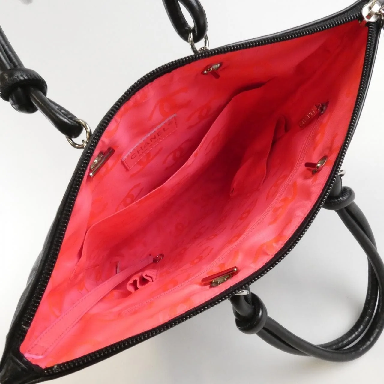 CHANEL Cambon 28126 Handbag Patent Leather 黑色 漆皮 中古品B - 縮圖 8