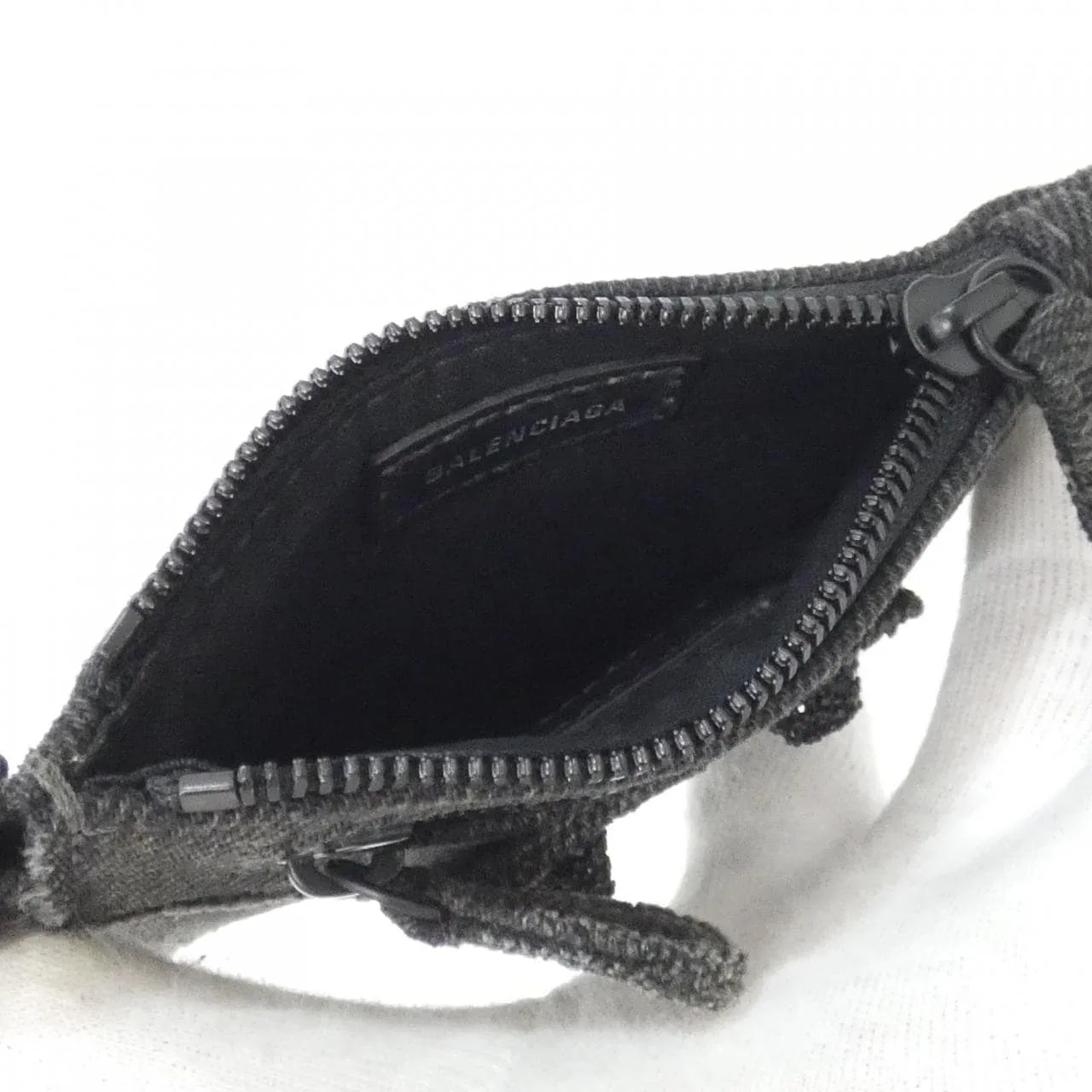 BALENCIAGA Le Cagole 776769 2AAB9 Coin Case Denim 黑色 牛仔布 中古品A - 縮圖 8