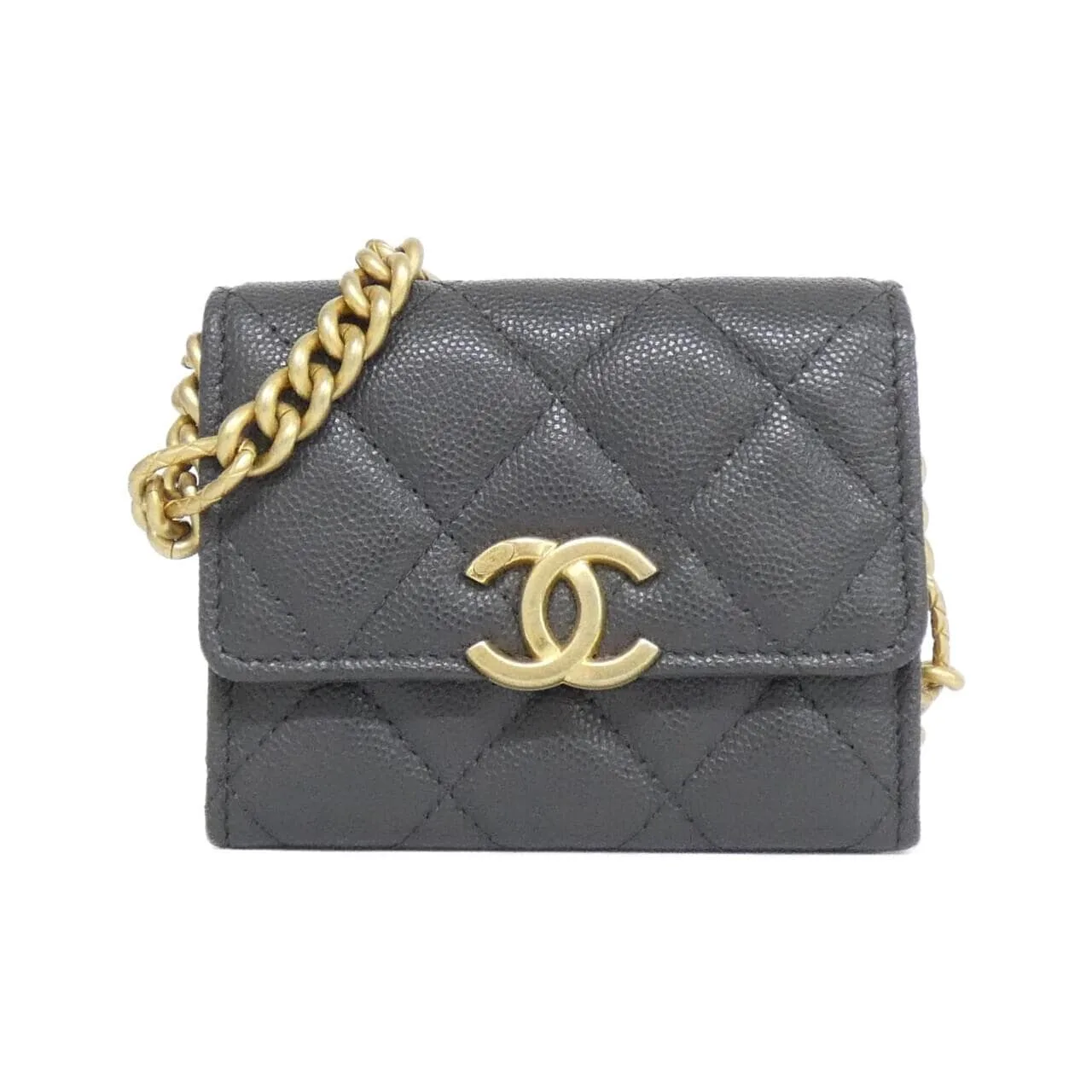 CHANEL Timeless Classic AP2335 Wallet Grained Calfskin Grey