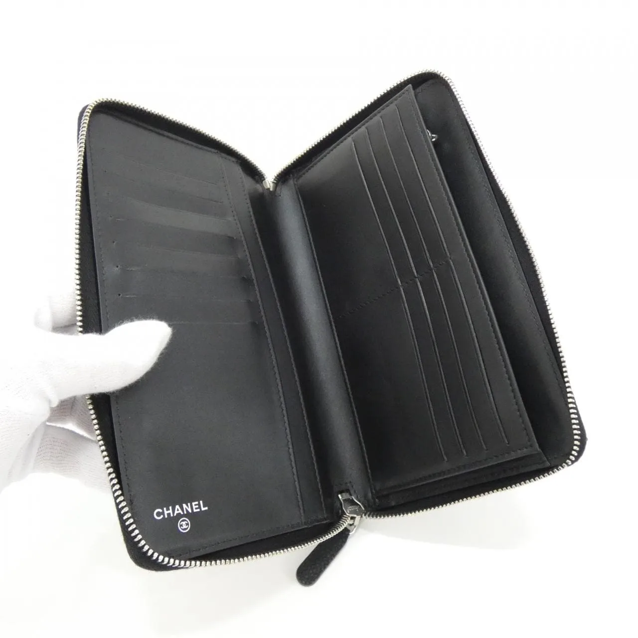 CHANEL Timeless Classic 48982 Wallet Caviar Leather 黑色 Caviar Leather 中古品A - 縮圖 5