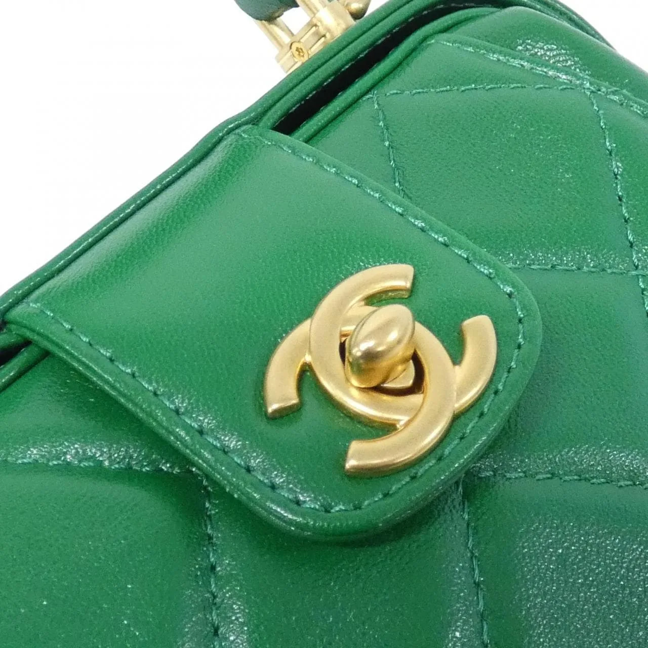 CHANEL AS4958 Handbag Lambskin Green Lambskin Rank A - Thumbnail 5