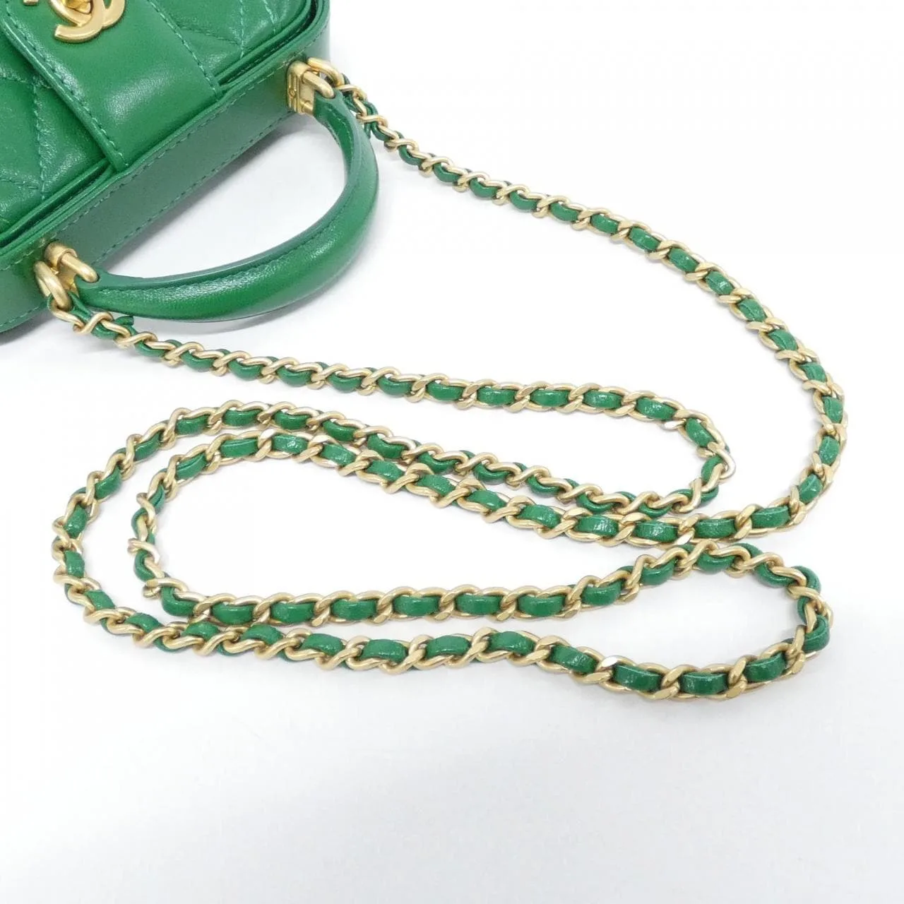 CHANEL AS4958 Handbag Lambskin Green Lambskin Rank A - Thumbnail 6