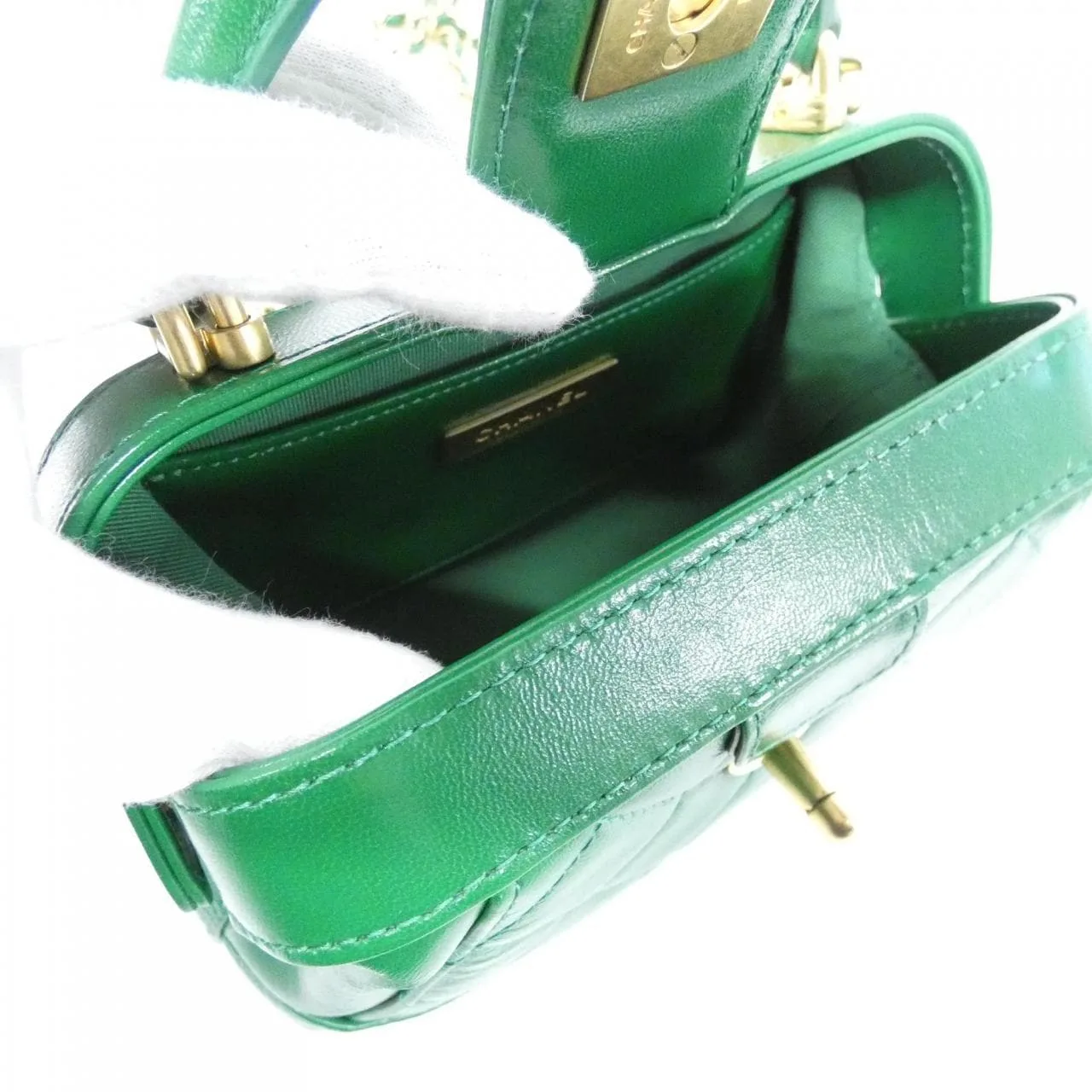 CHANEL AS4958 Handbag Lambskin Green Lambskin Rank A - Thumbnail 7