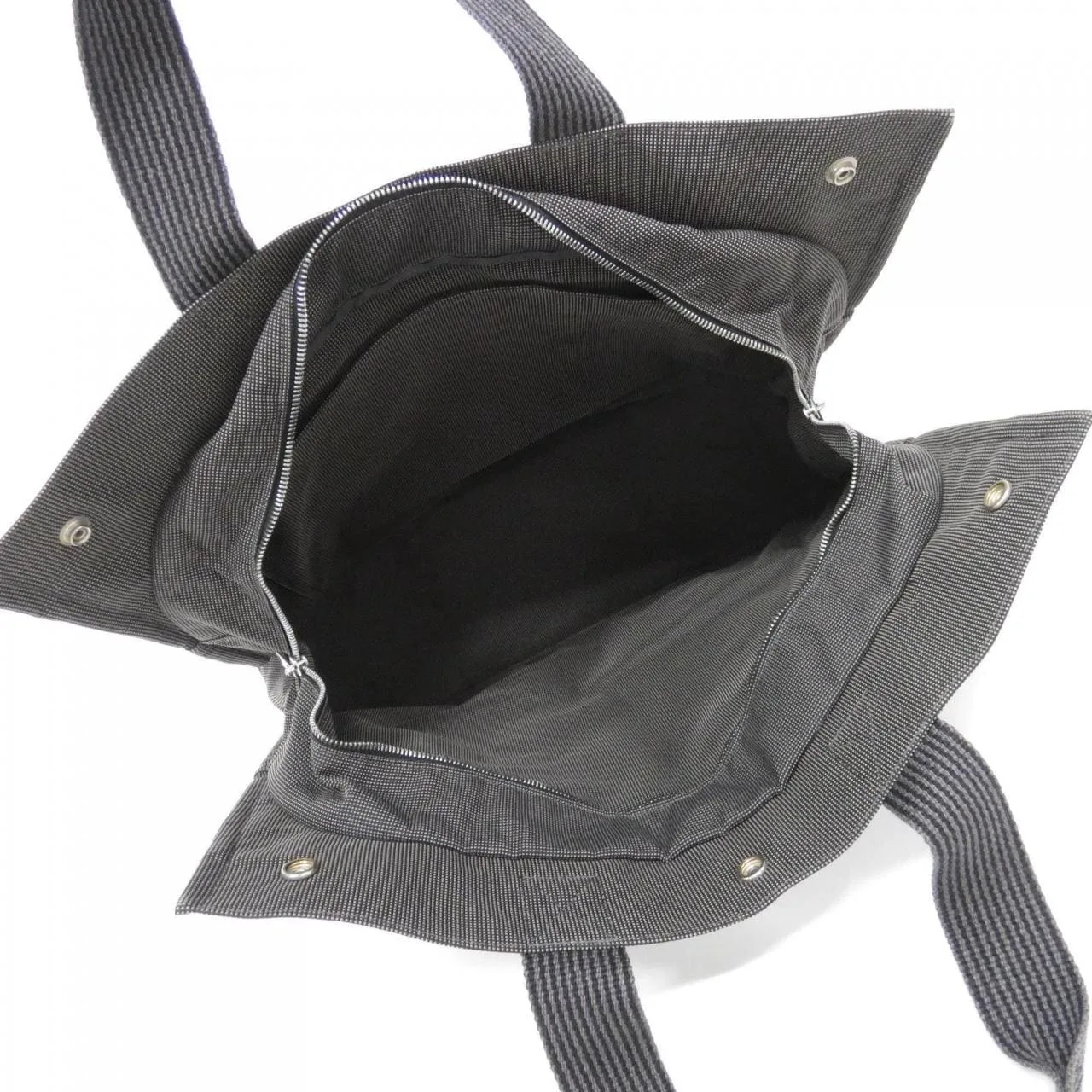 HERMES 100941M Handbag Canvas Black Canvas Rank A - Thumbnail 8