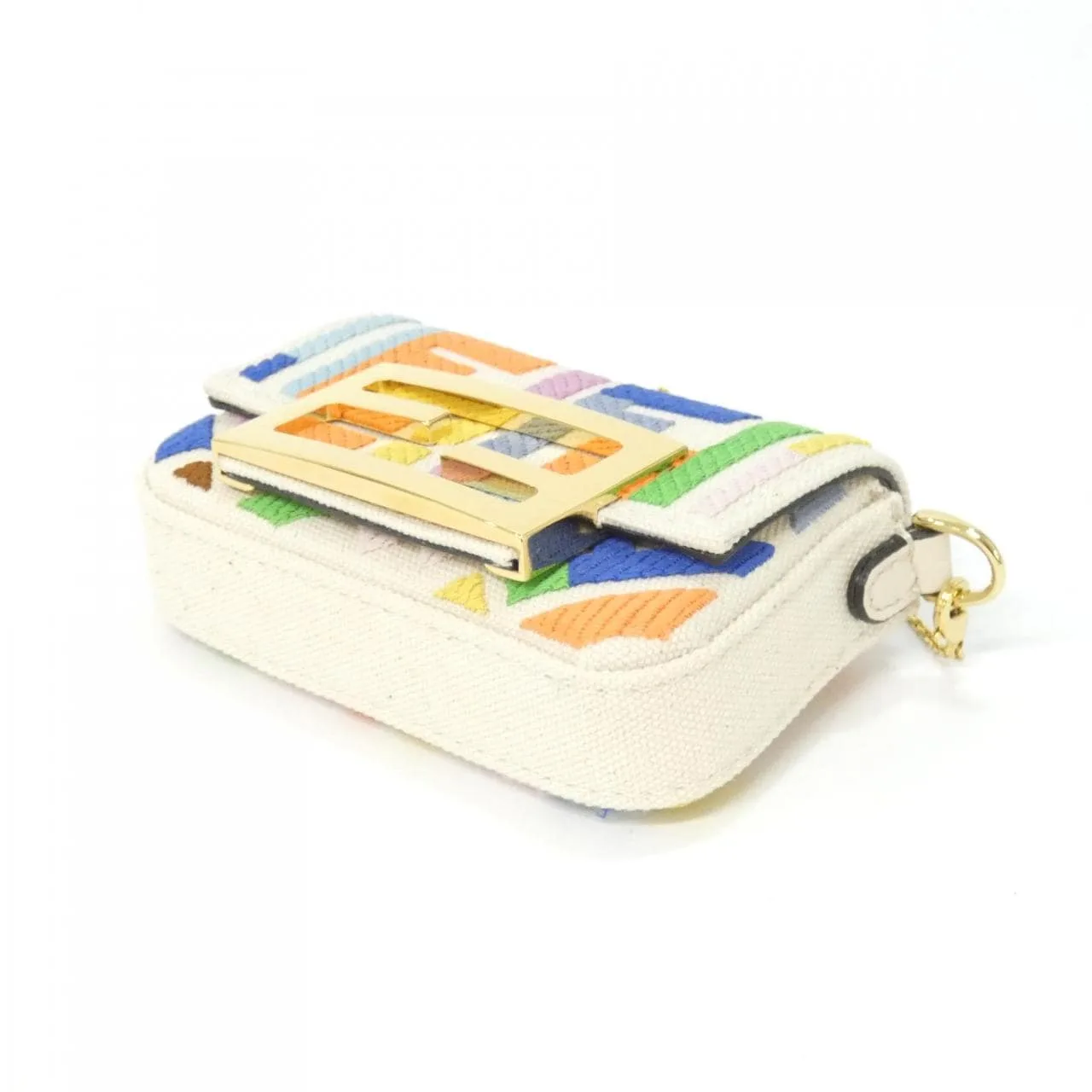FENDI Baguette 7AS045 APHL Key Case Canvas White Canvas Rank A - Thumbnail 3