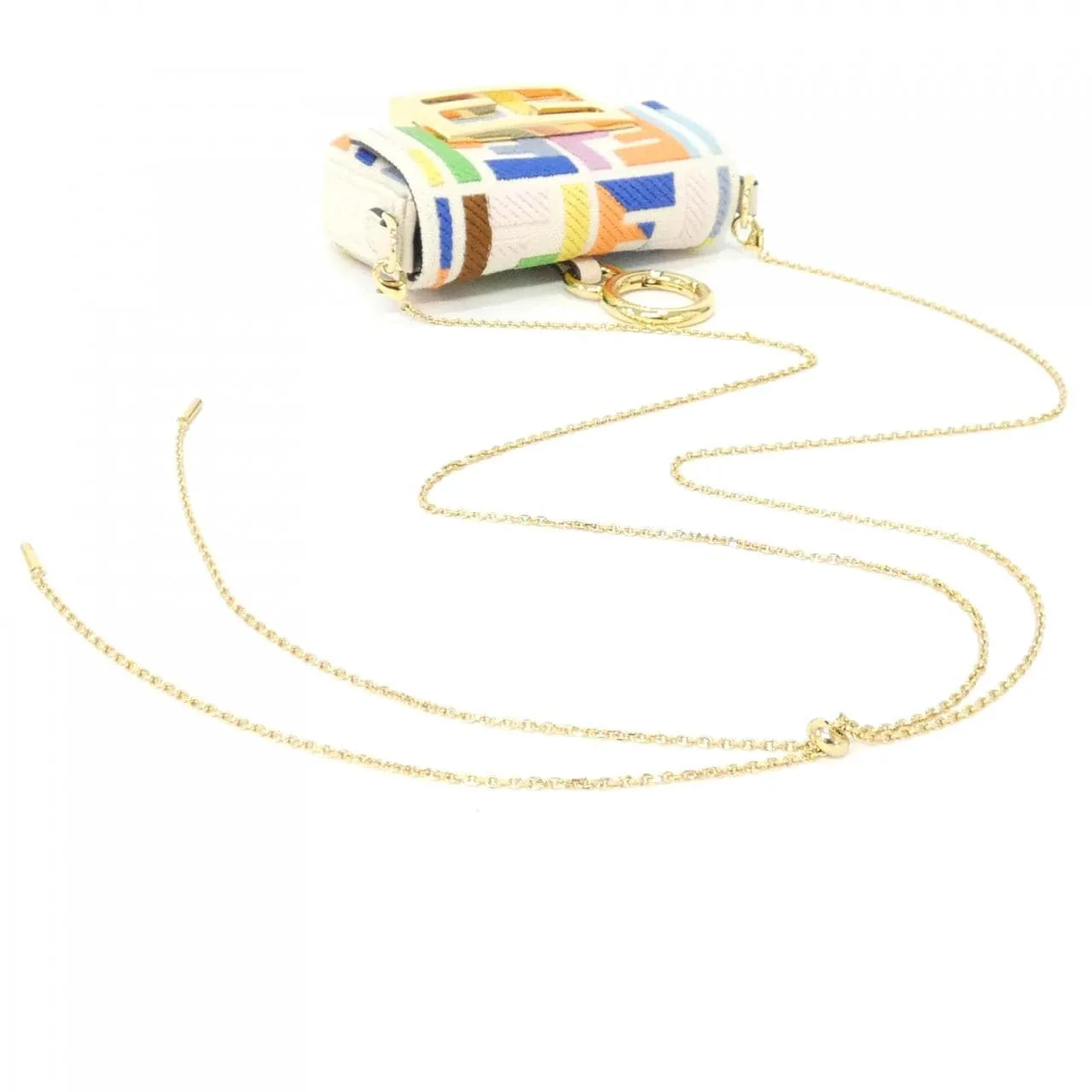 FENDI Baguette 7AS045 APHL Key Case Canvas White Canvas Rank A - Thumbnail 5