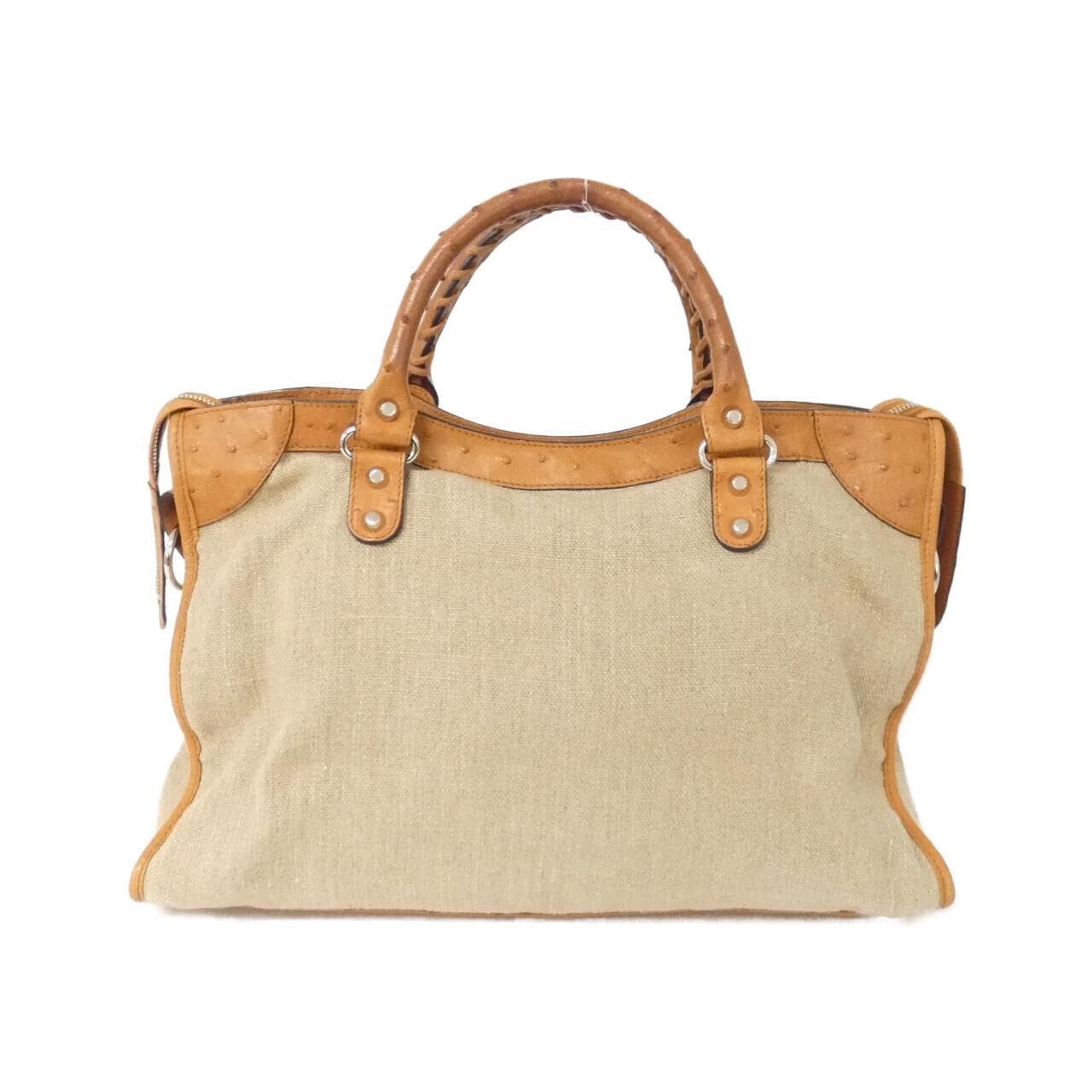 BALENCIAGA Le City 115748 Bag Ostrich Black Ostrich - Thumbnail 2