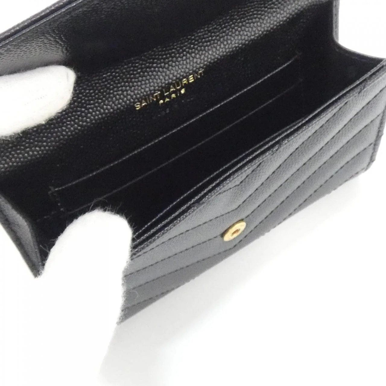 SAINT LAURENT 414404 BOW01 Coin Case 黑色 中古品A - 縮圖 8