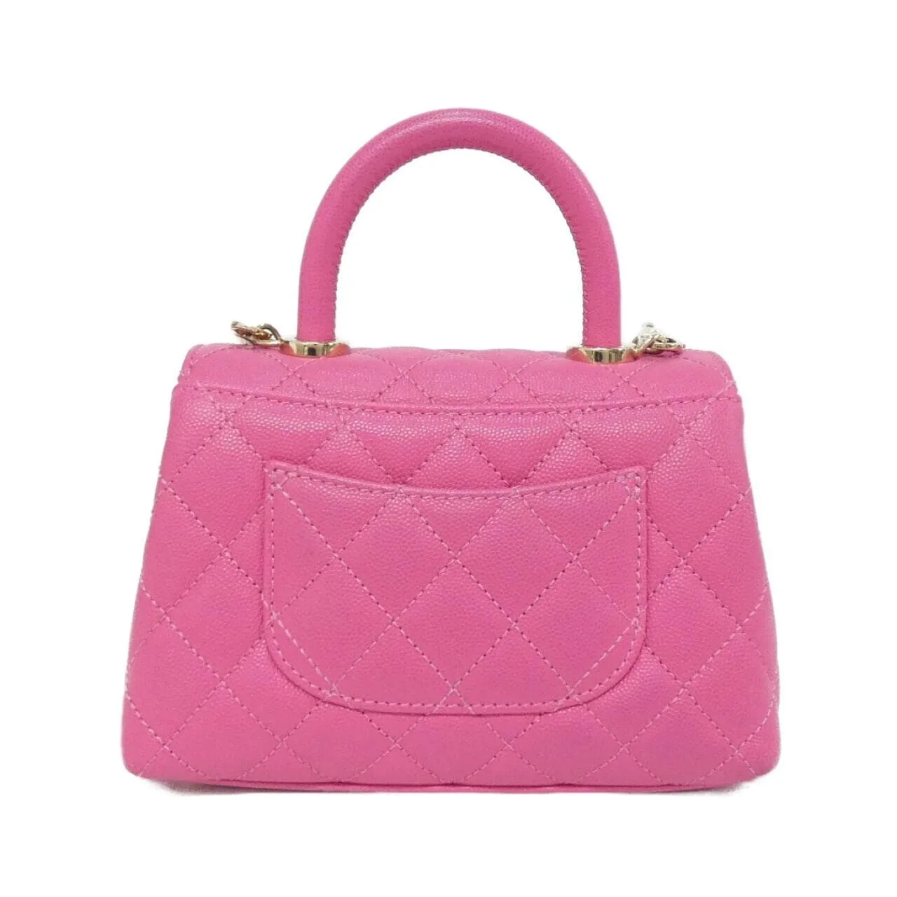 CHANEL Coco Handle AS2215 Handbag Grained Calfskin Pink Grained Calfskin Rank A - Thumbnail 2