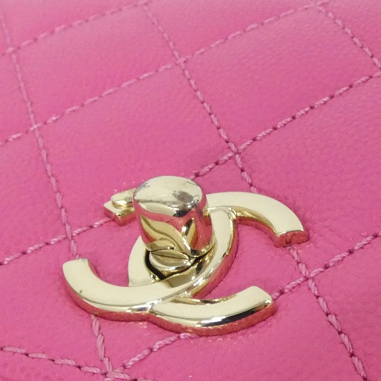 CHANEL Coco Handle AS2215 Handbag Grained Calfskin Pink Grained Calfskin Rank A - Thumbnail 7