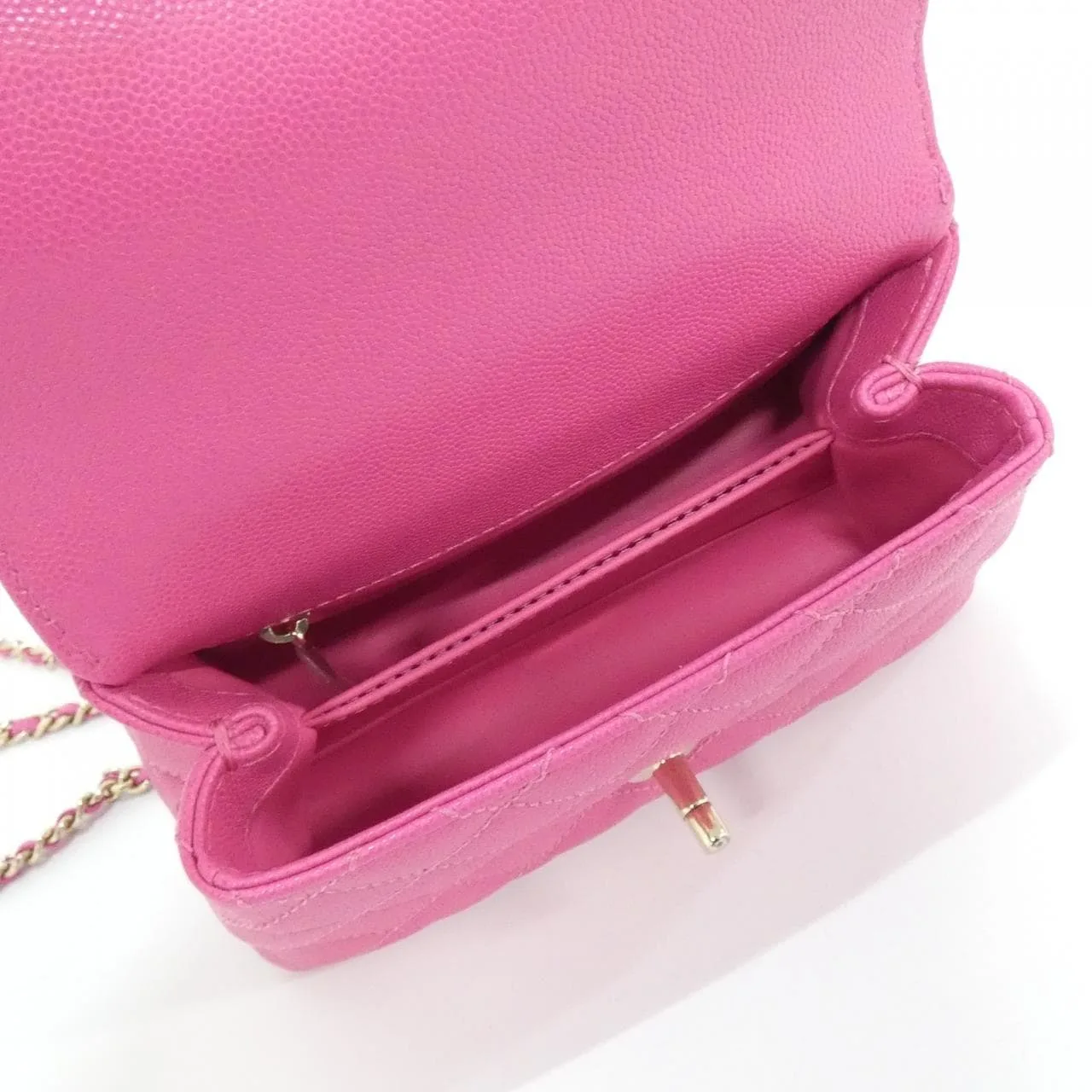 CHANEL Coco Handle AS2215 Handbag Grained Calfskin Pink Grained Calfskin Rank A - Thumbnail 9