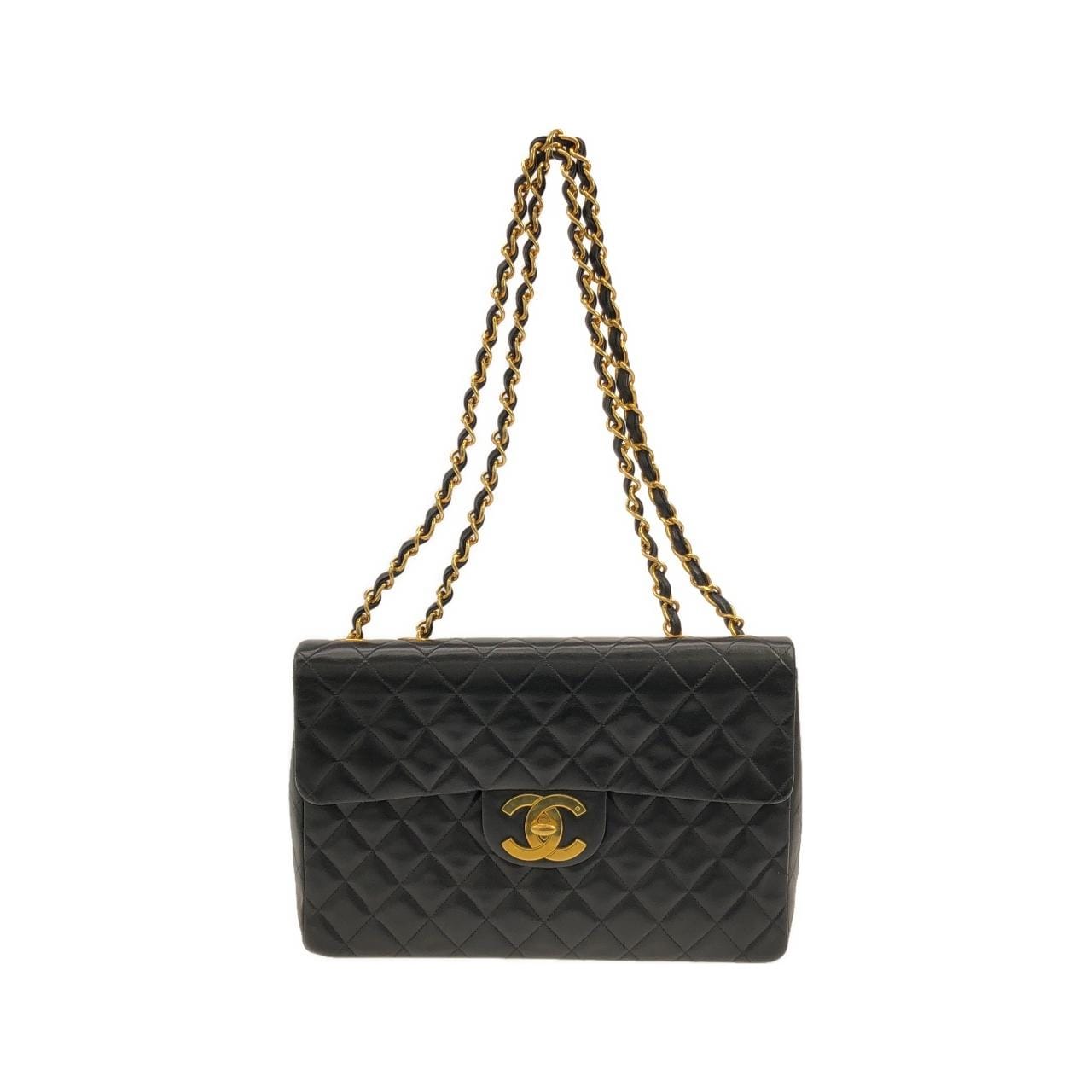 CHANEL 01094 Shoulder Lambskin Black