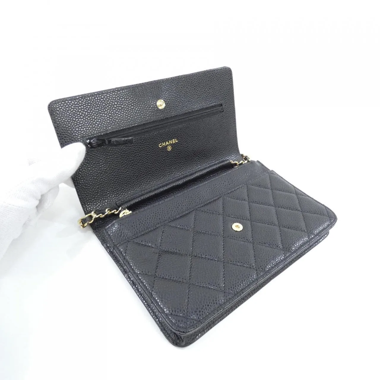 CHANEL Timeless Classic 33814 Wallet Grained Calfskin Black Grained Calfskin Rank A - Thumbnail 6