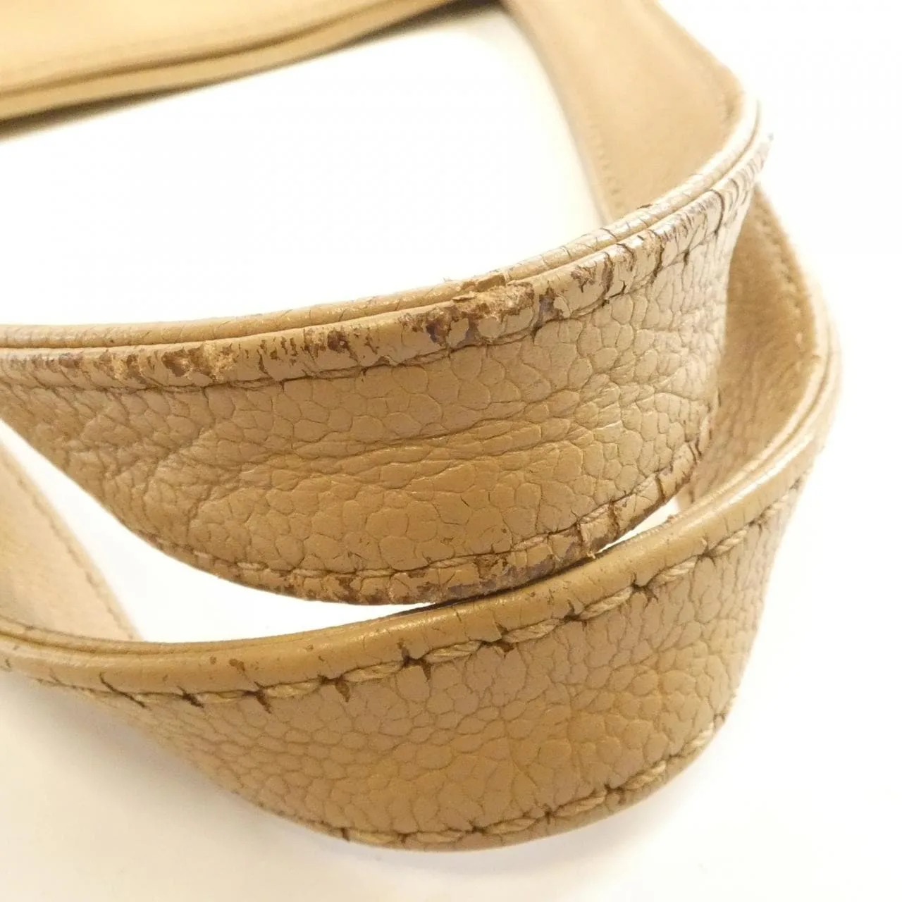 CHANEL 18237 Handbag Grained Calfskin 米色 荔枝紋牛皮 中古品B - 縮圖 6