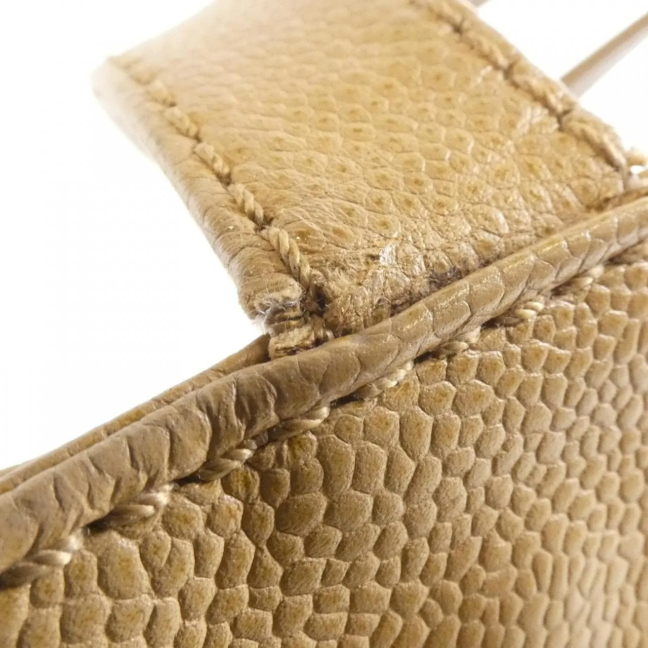 CHANEL 18237 Handbag Grained Calfskin 米色 荔枝紋牛皮 中古品B - 縮圖 7