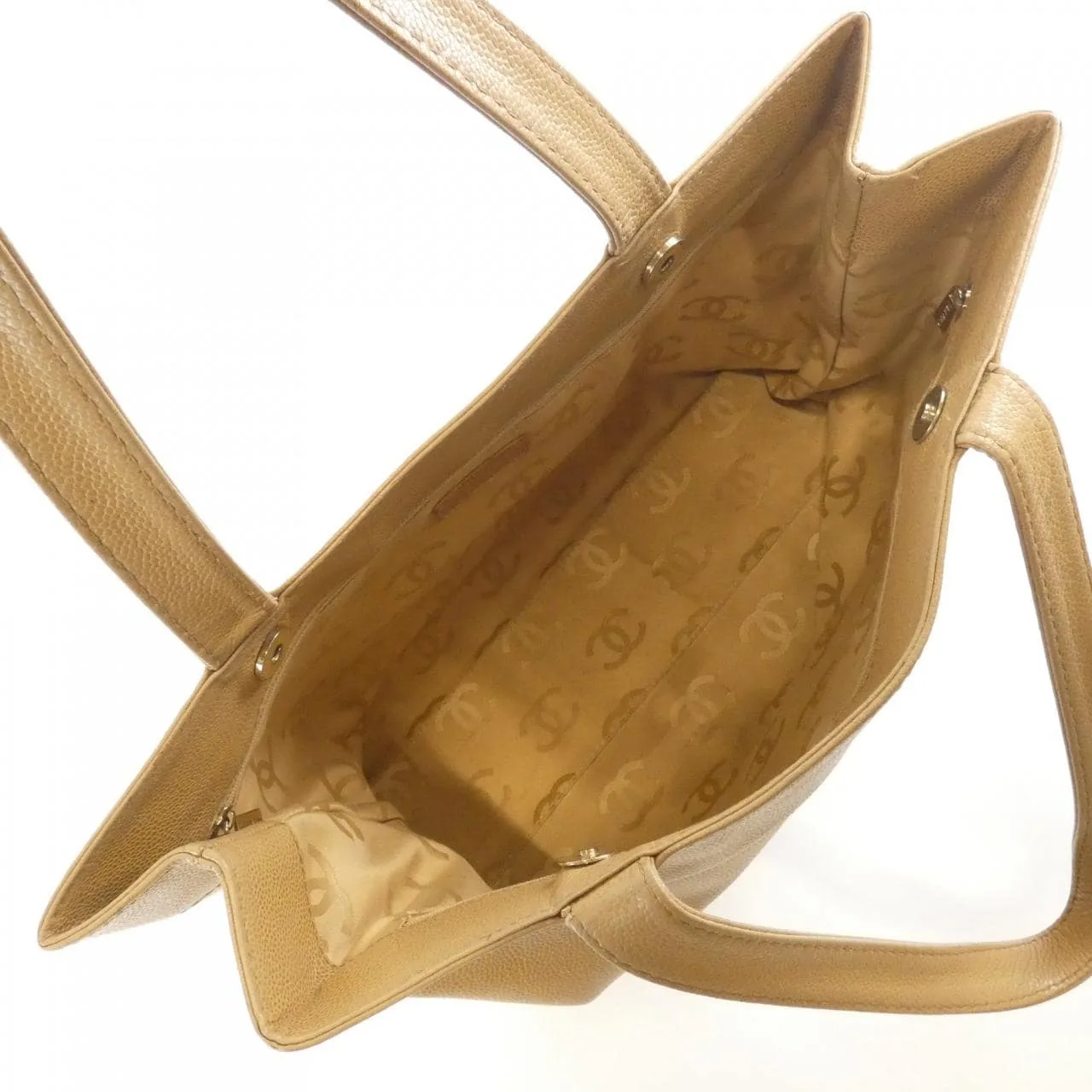 CHANEL 18237 Handbag Grained Calfskin 米色 荔枝紋牛皮 中古品B - 縮圖 8