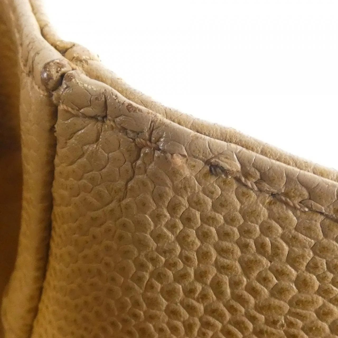 CHANEL 18237 Handbag Grained Calfskin 米色 荔枝紋牛皮 中古品B - 縮圖 9