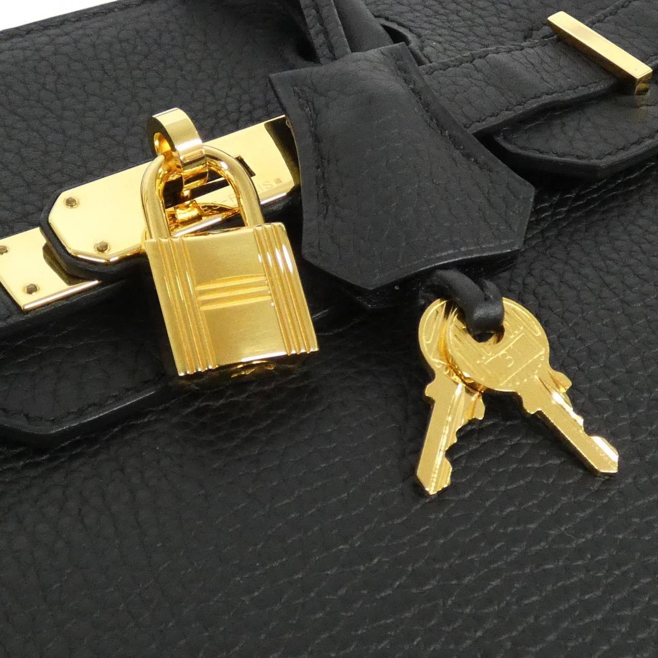 HERMES Birkin 025789CC Handbag Clemence 黑色 Clemence 皮 中古品A - 縮圖 4