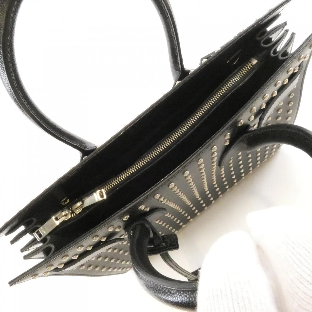 SAINT LAURENT Sac de Jour 355154 BOW52 Handbag Leather 黑色 皮革 中古品A - 縮圖 7