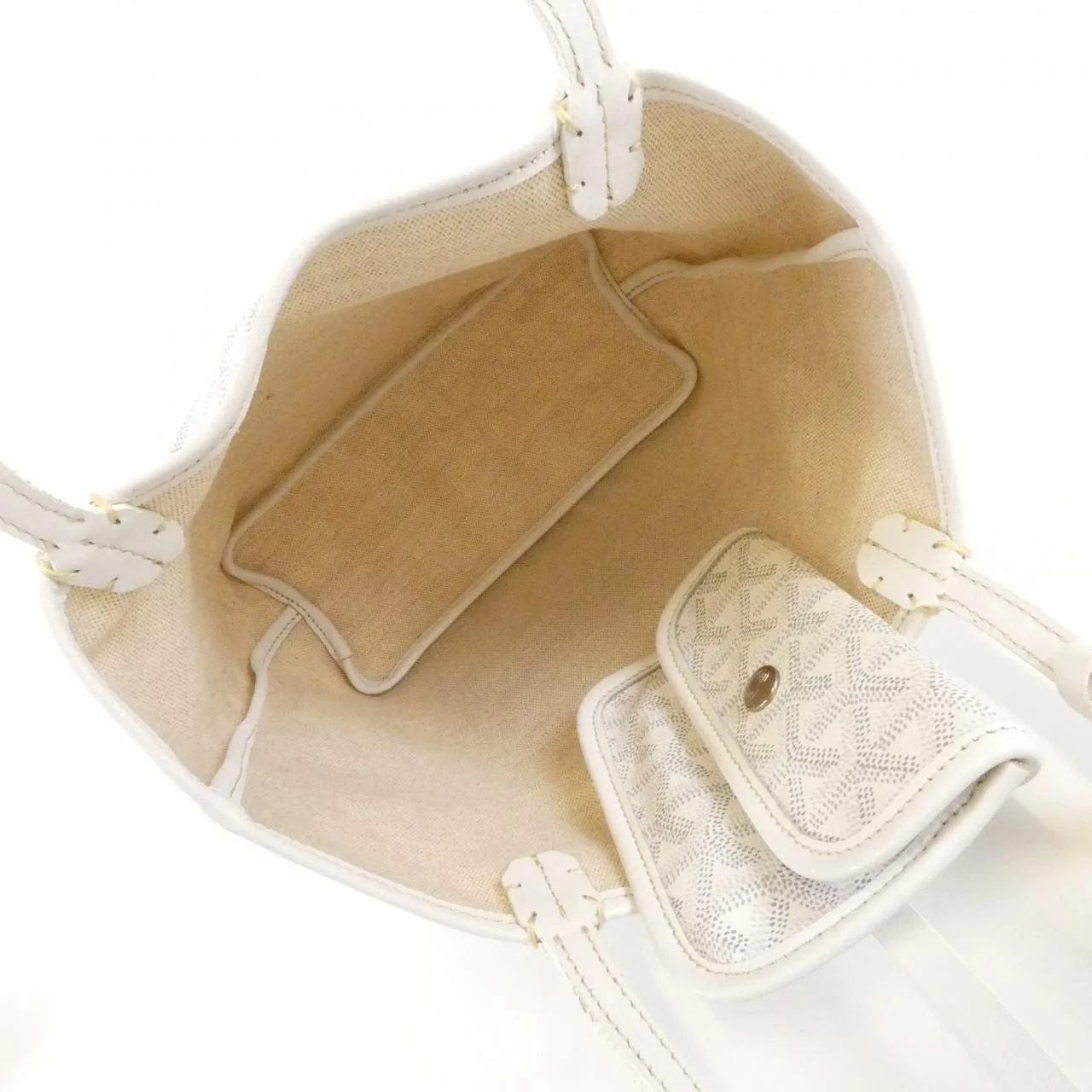 GOYARD Saint Louis AMA LOUIS JU Tote Canvas 白色 帆布 中古品B - 縮圖 8