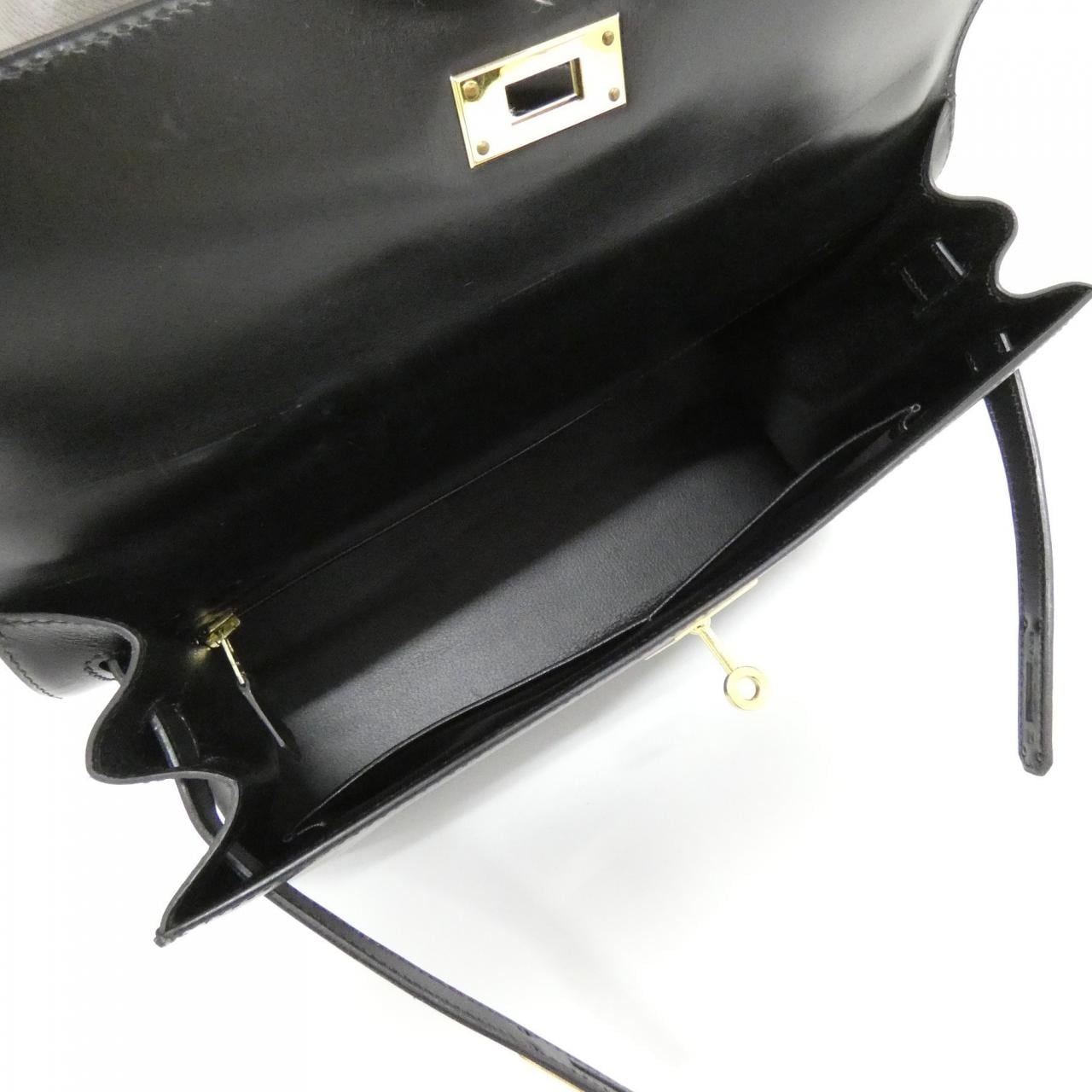 HERMES HERMÈS Kelly 001858CC Bag Box Calf Black Box Calf Leather - Thumbnail 8