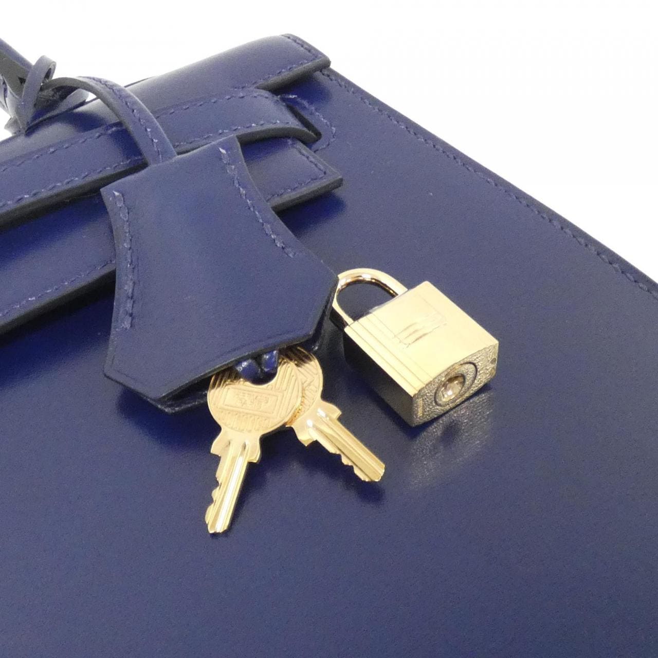 HERMES Kelly HERMÈS 082670CG Bag Box Calf 藍色 Box 皮 中古品A - 縮圖 4