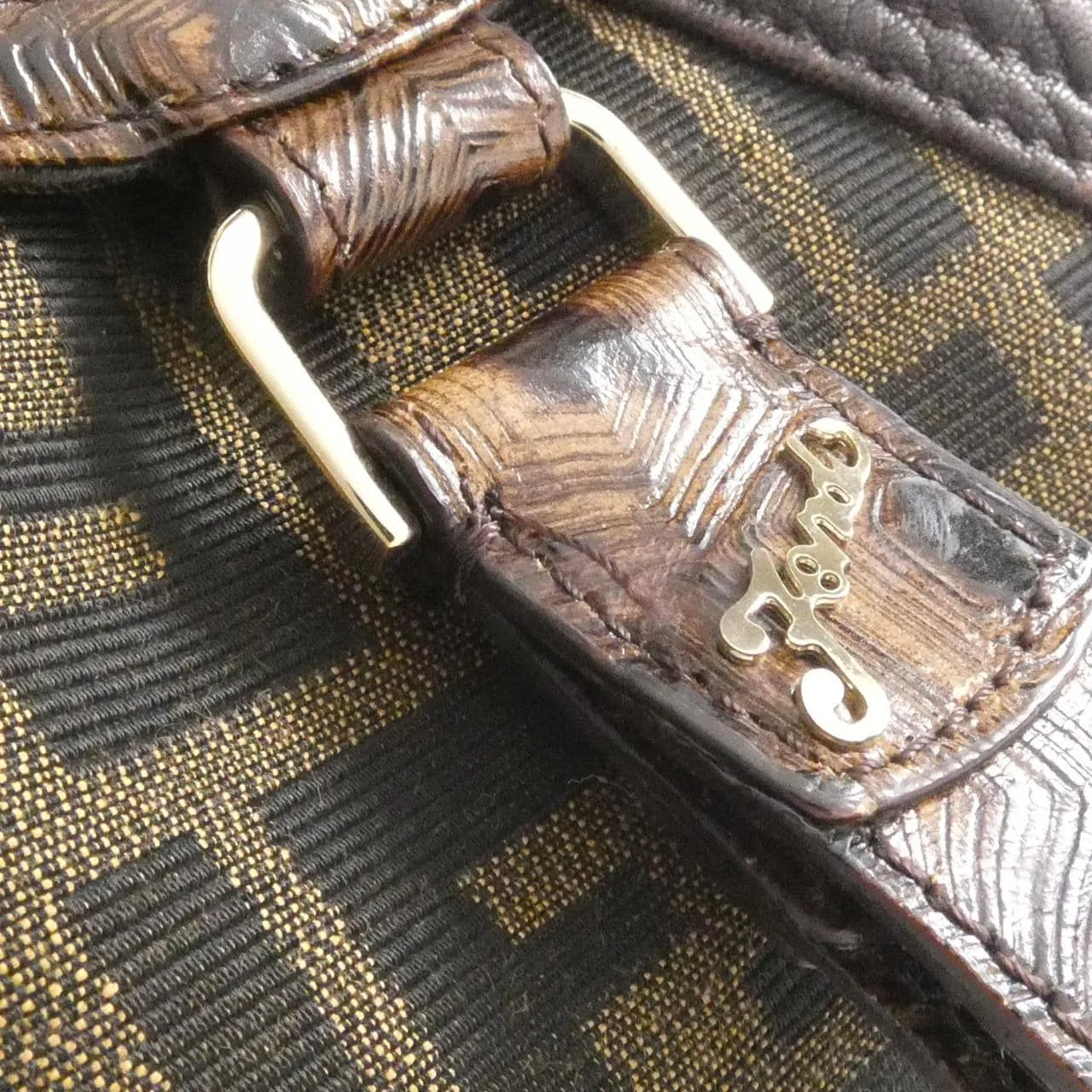 FENDI Baguette 8BR589RPU Handbag Canvas Black Canvas Rank B - Thumbnail 4