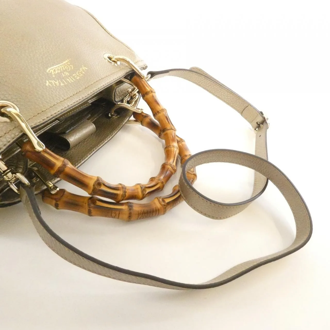 GUCCI 336032 Handbag Leather 金色 皮革 中古品A - 縮圖 4