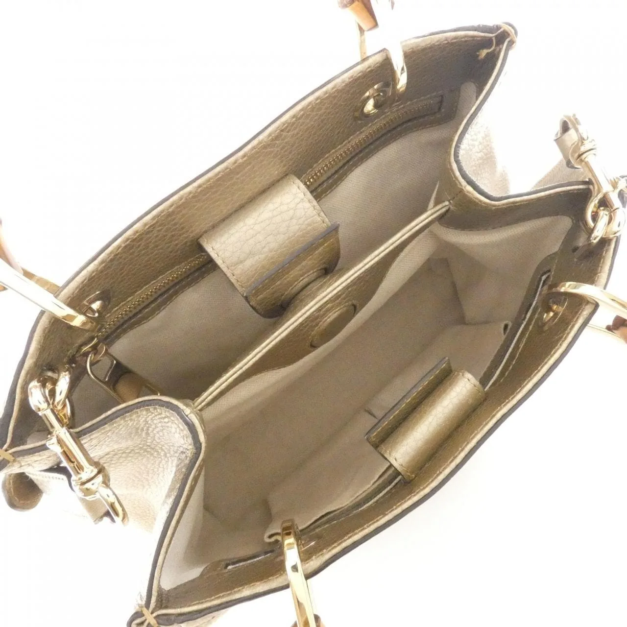 GUCCI 336032 Handbag Leather 金色 皮革 中古品A - 縮圖 5