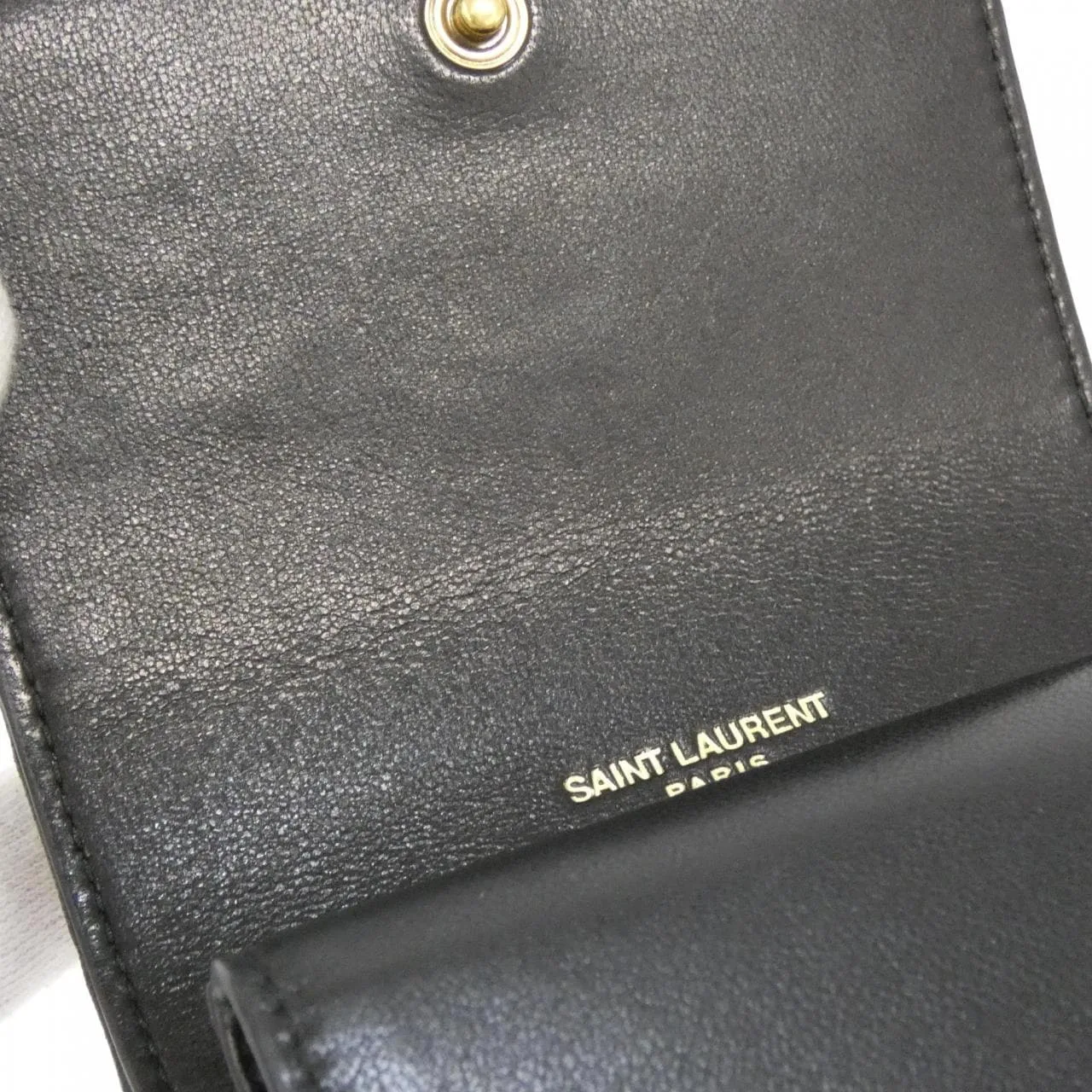 SAINT LAURENT 759490 AABVP Wallet Lambskin 黑色 羊皮 中古品A - 縮圖 8