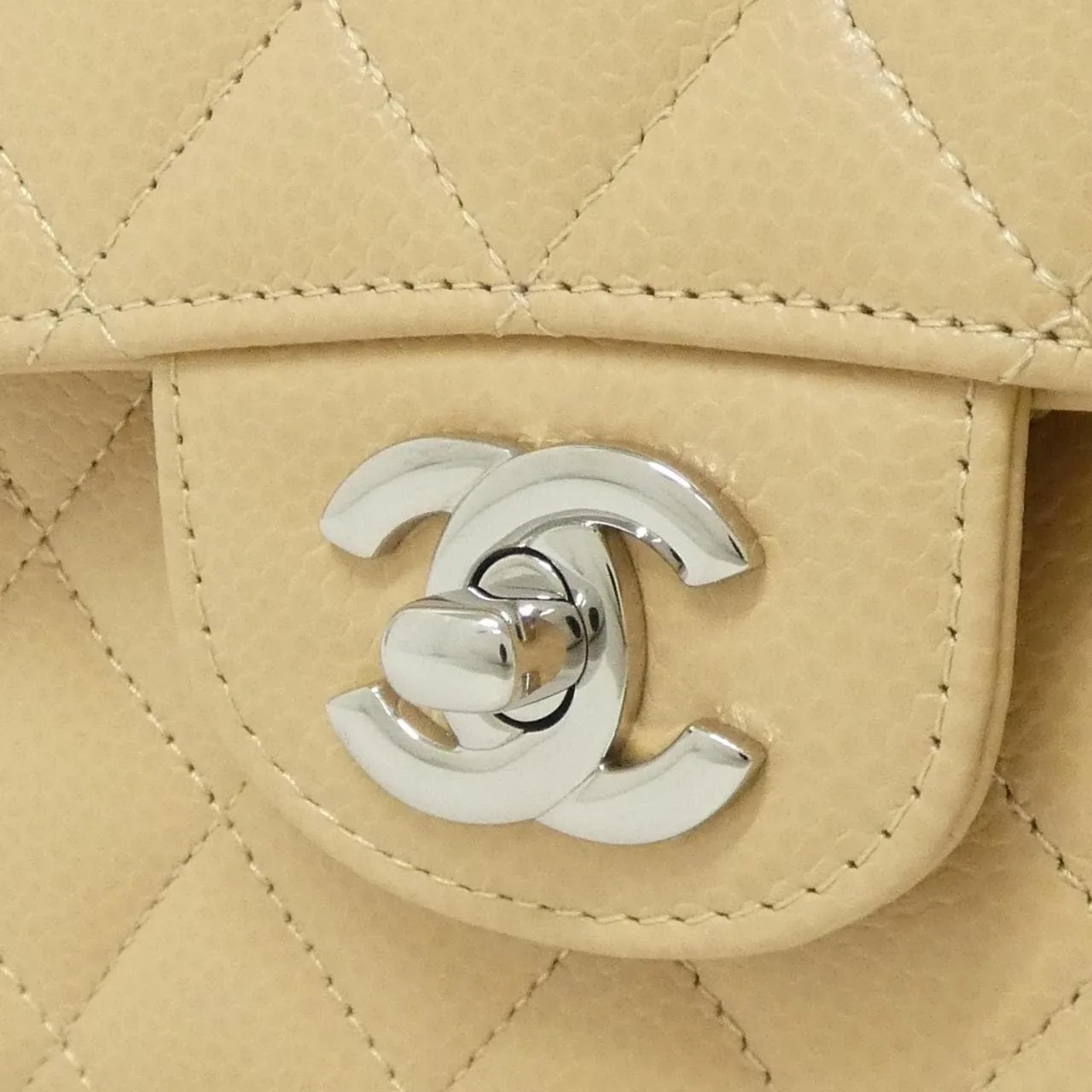 CHANEL Matelasse 1113 Shoulder Grained Calfskin Beige Grained Calfskin Rank A - Thumbnail 4