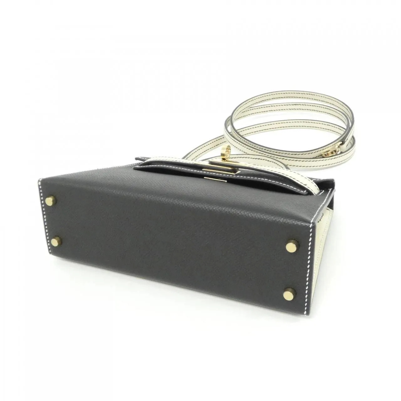 HERMES Kelly Handbag Epsom Black Epsom Leather Rank A - Thumbnail 3