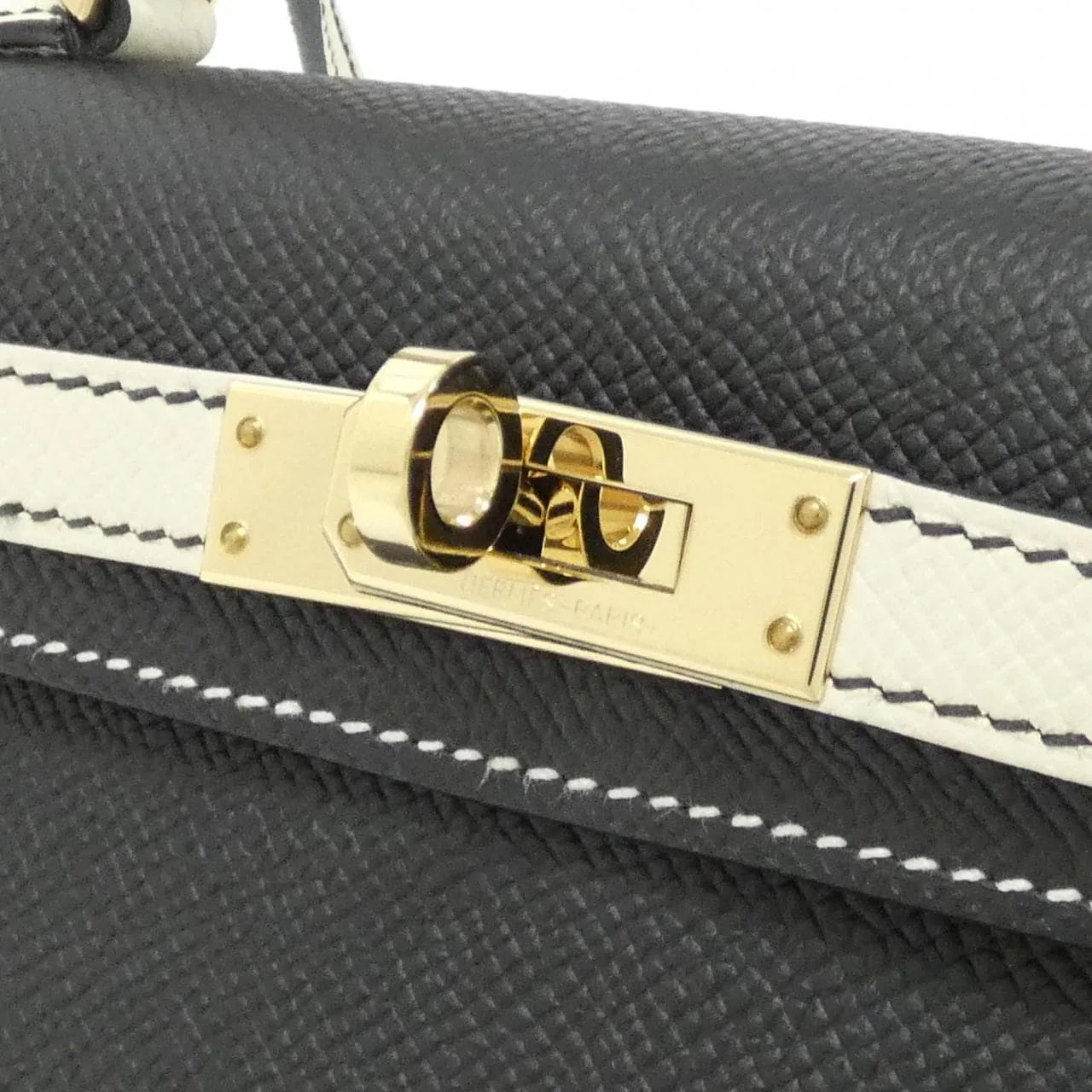 HERMES Kelly Handbag Epsom Black Epsom Leather Rank A - Thumbnail 4