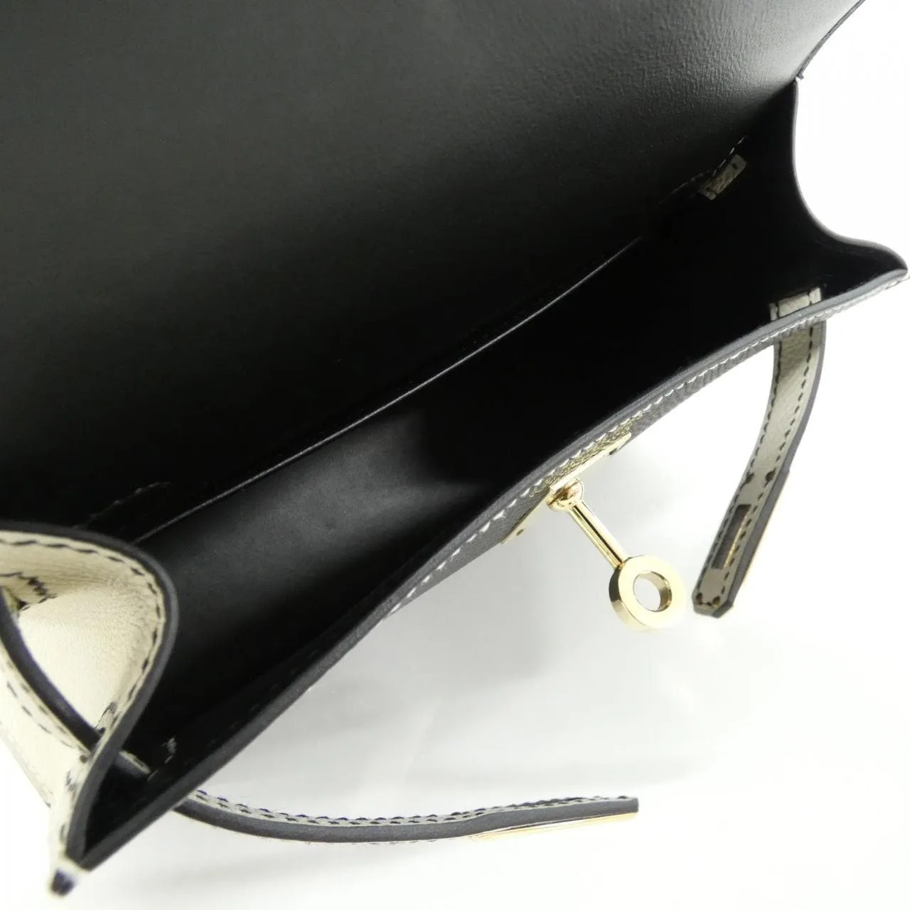 HERMES Kelly Handbag Epsom Black Epsom Leather Rank A - Thumbnail 7