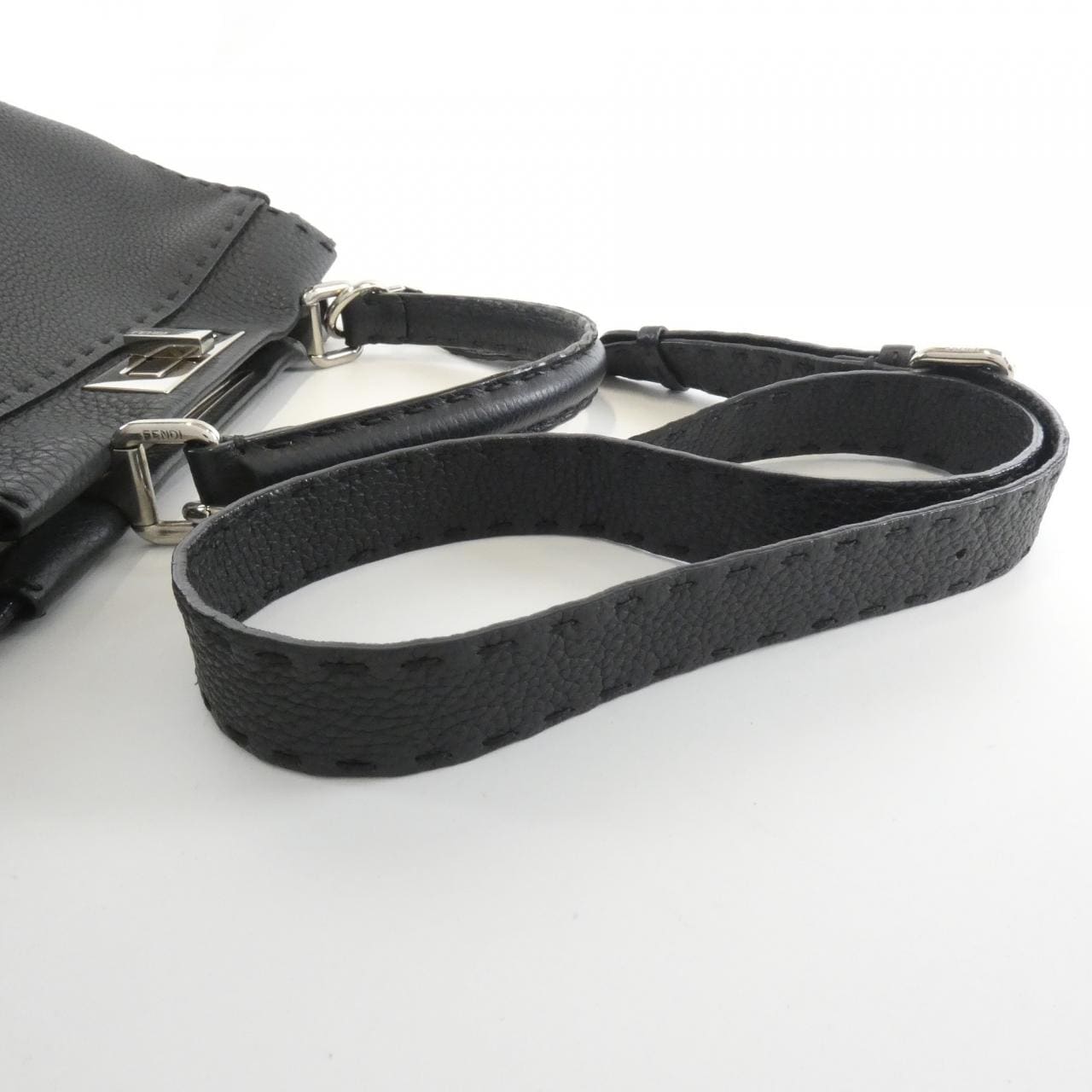 FENDI Peekaboo 8BN290 Q0J Bag Leather 黑色 皮革 中古品B - 縮圖 5