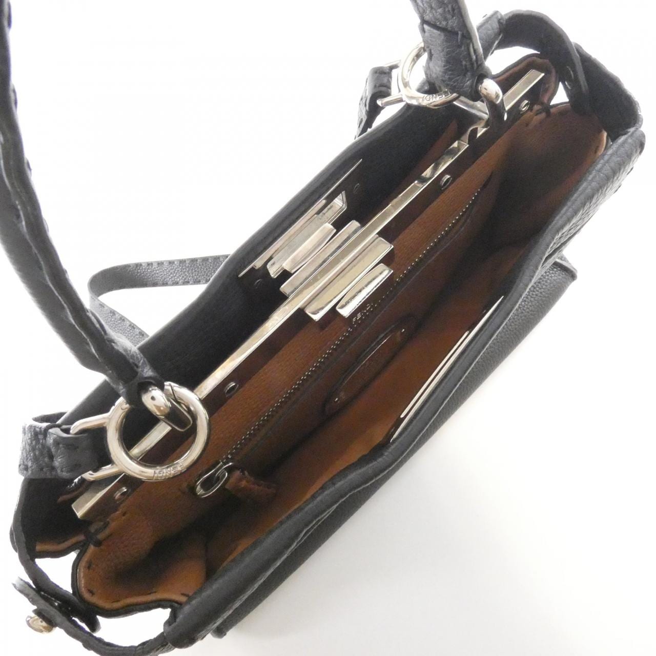 FENDI Peekaboo 8BN290 Q0J Bag Leather 黑色 皮革 中古品B - 縮圖 8