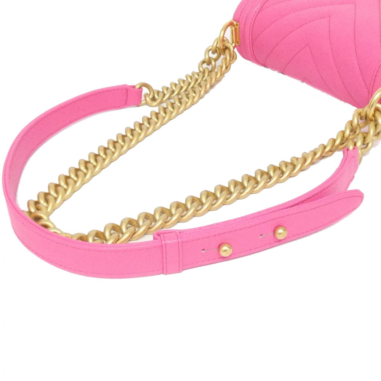 CHANEL Boy Chanel 67085 Shoulder Bag Grained Calfskin 粉色 荔枝紋牛皮 中古品A - 縮圖 5