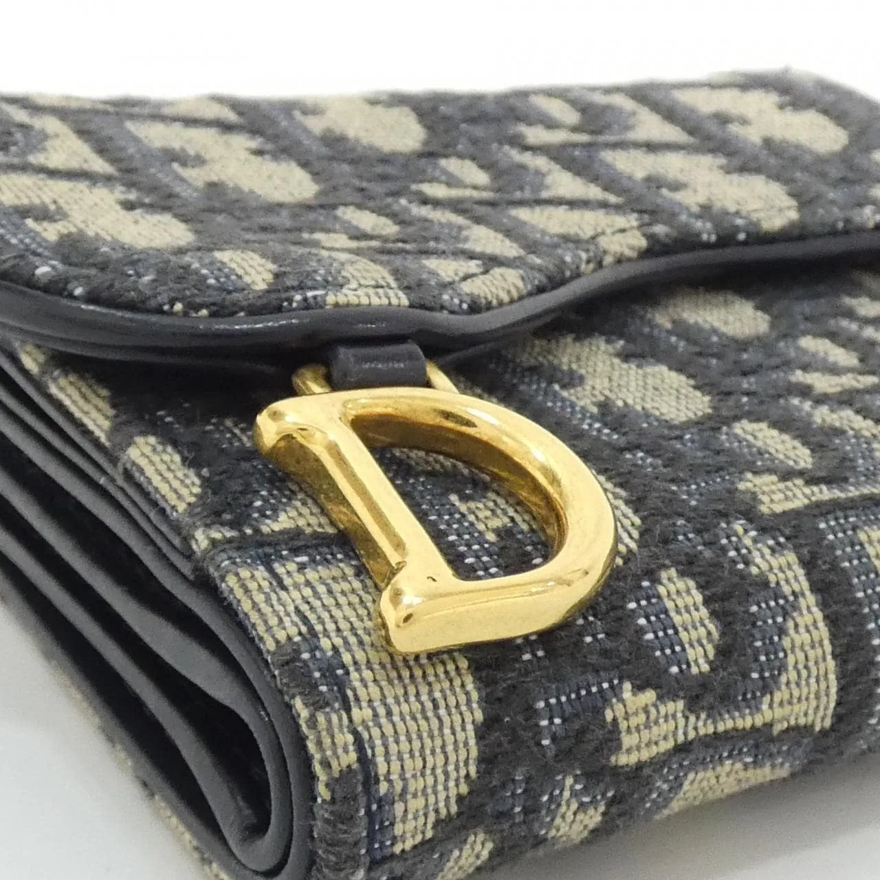 DIOR Saddle S5652CTZQ Wallet Canvas 黑色 帆布 中古品A - 縮圖 3