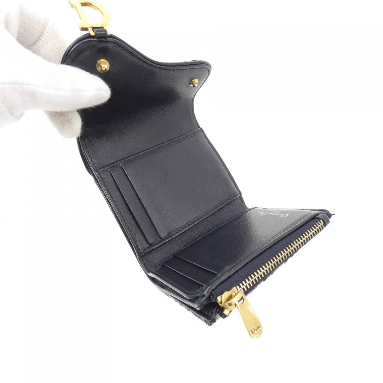 DIOR Saddle S5652CTZQ Wallet Canvas 黑色 帆布 中古品A - 縮圖 5