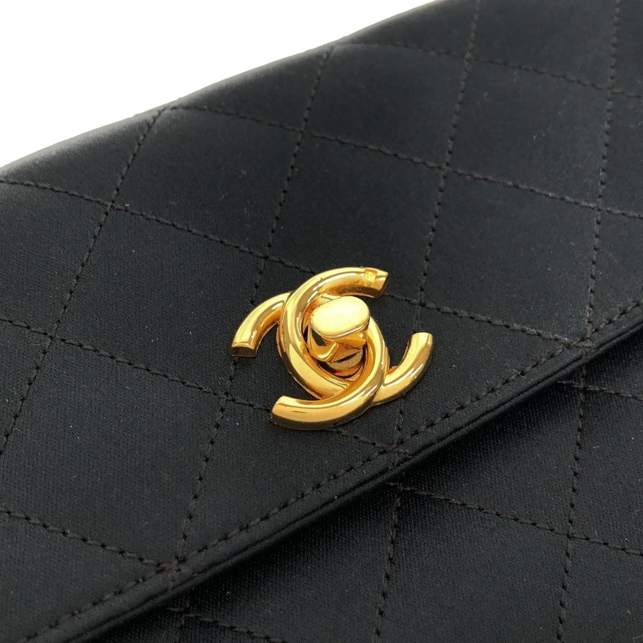 CHANEL Shoulder Satin 黑色 緞面 中古品A - 縮圖 4