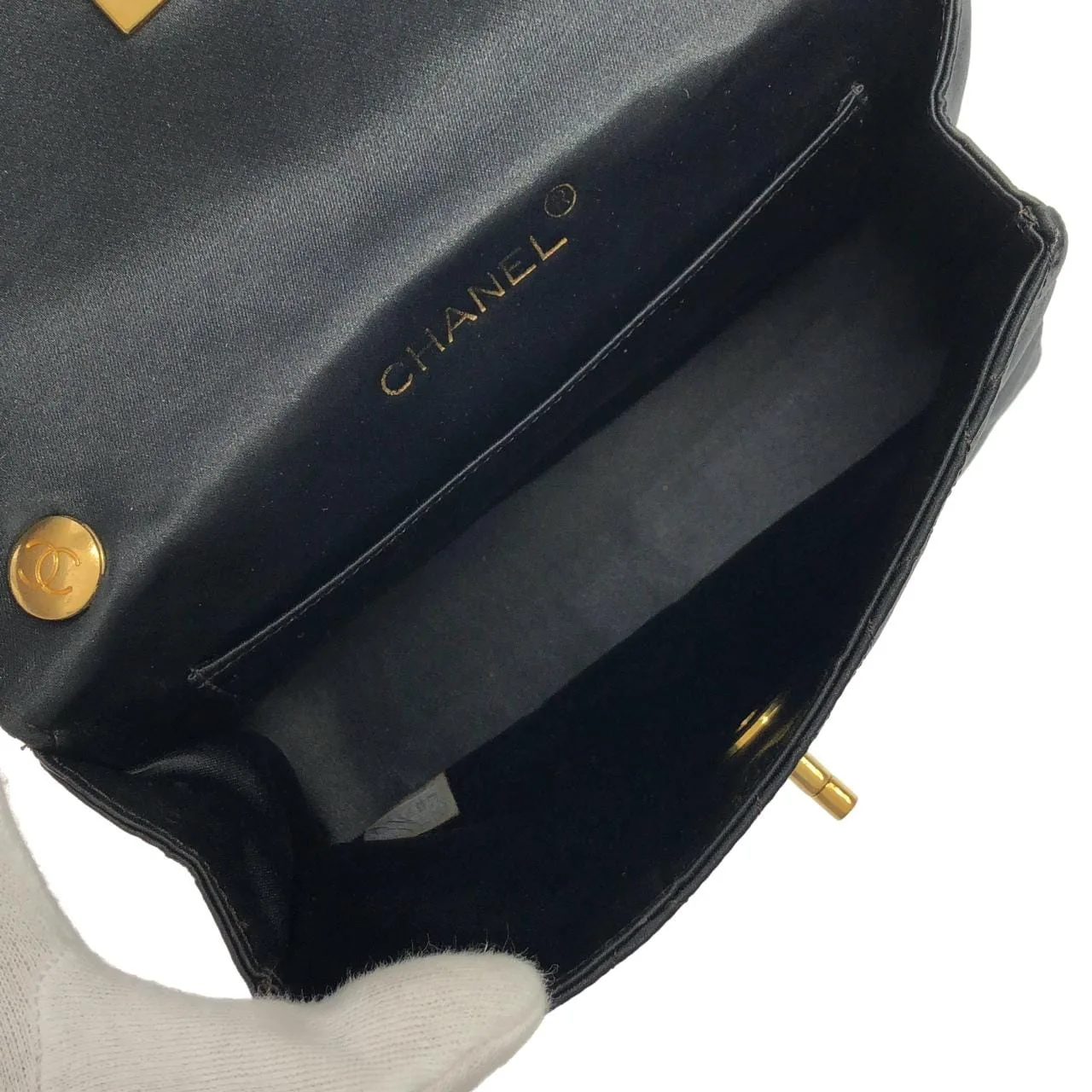 CHANEL Shoulder Satin 黑色 緞面 中古品A - 縮圖 8