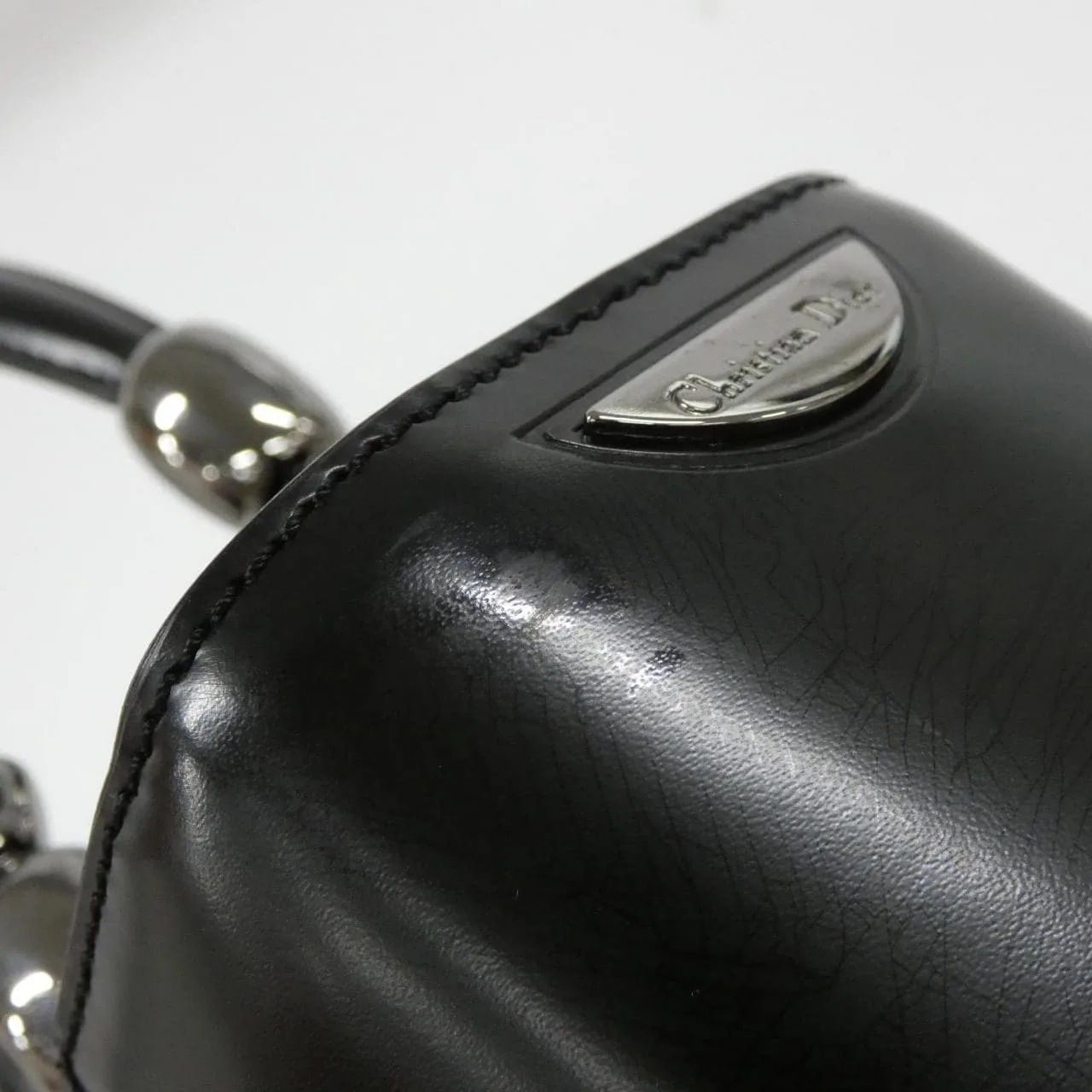 DIOR Handbag Leather 黑色 皮革 中古品A - 縮圖 5